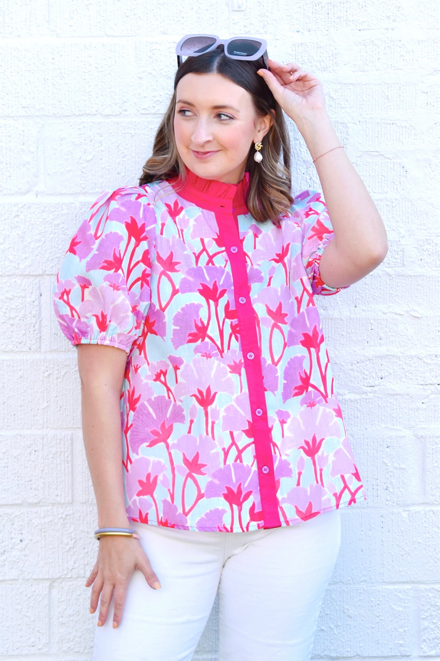 Lavender Combo Floral Blouse