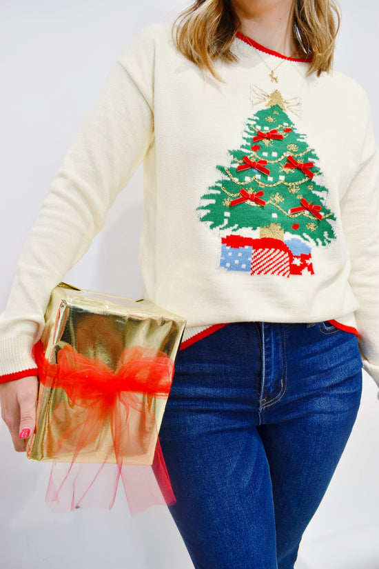 Christmas Tree Bow Sweater