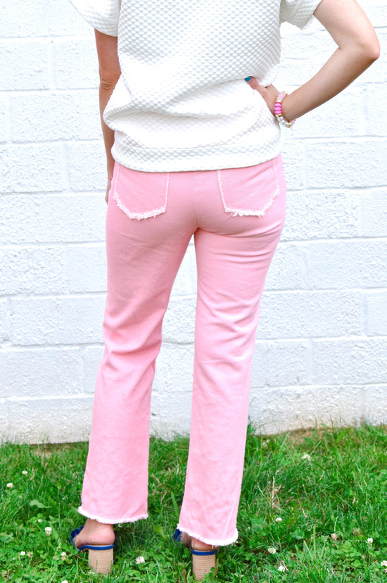Pink Washed Pearl Fray Edge Jeans
