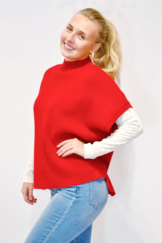 Red Short Sleeve Sweater