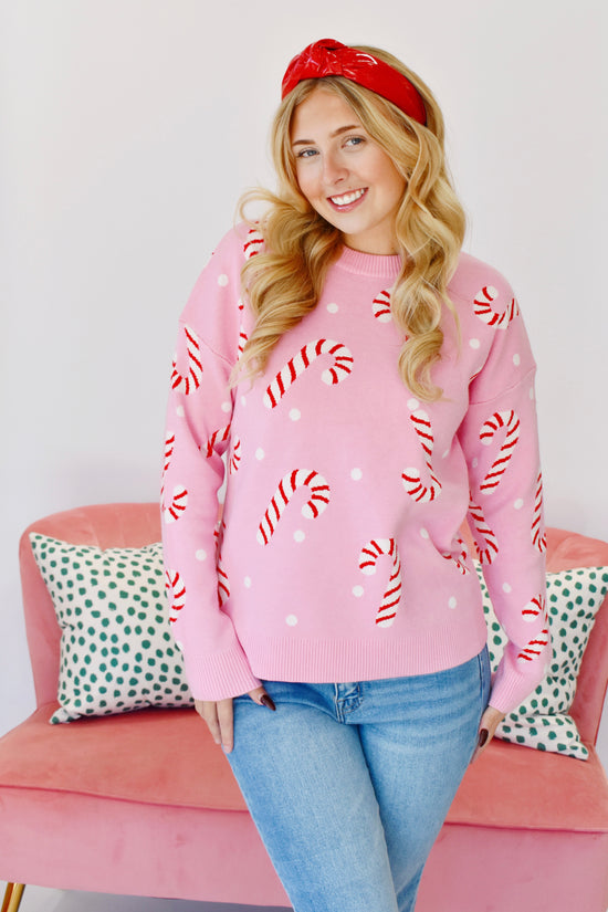 Pink Candy Cane Sweater