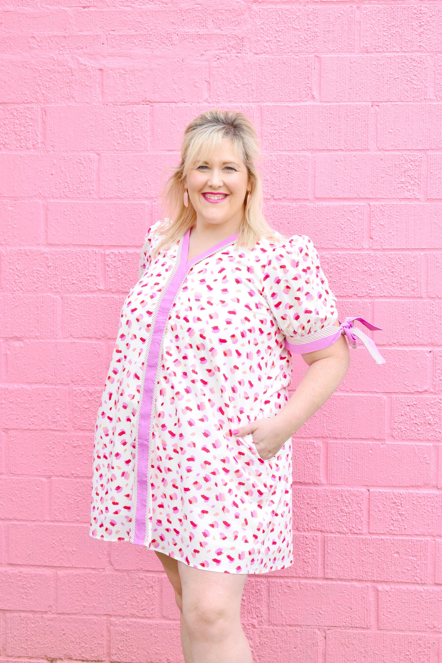 pink bow dress plus size Plus Size Flora Bow Back Mini Dress