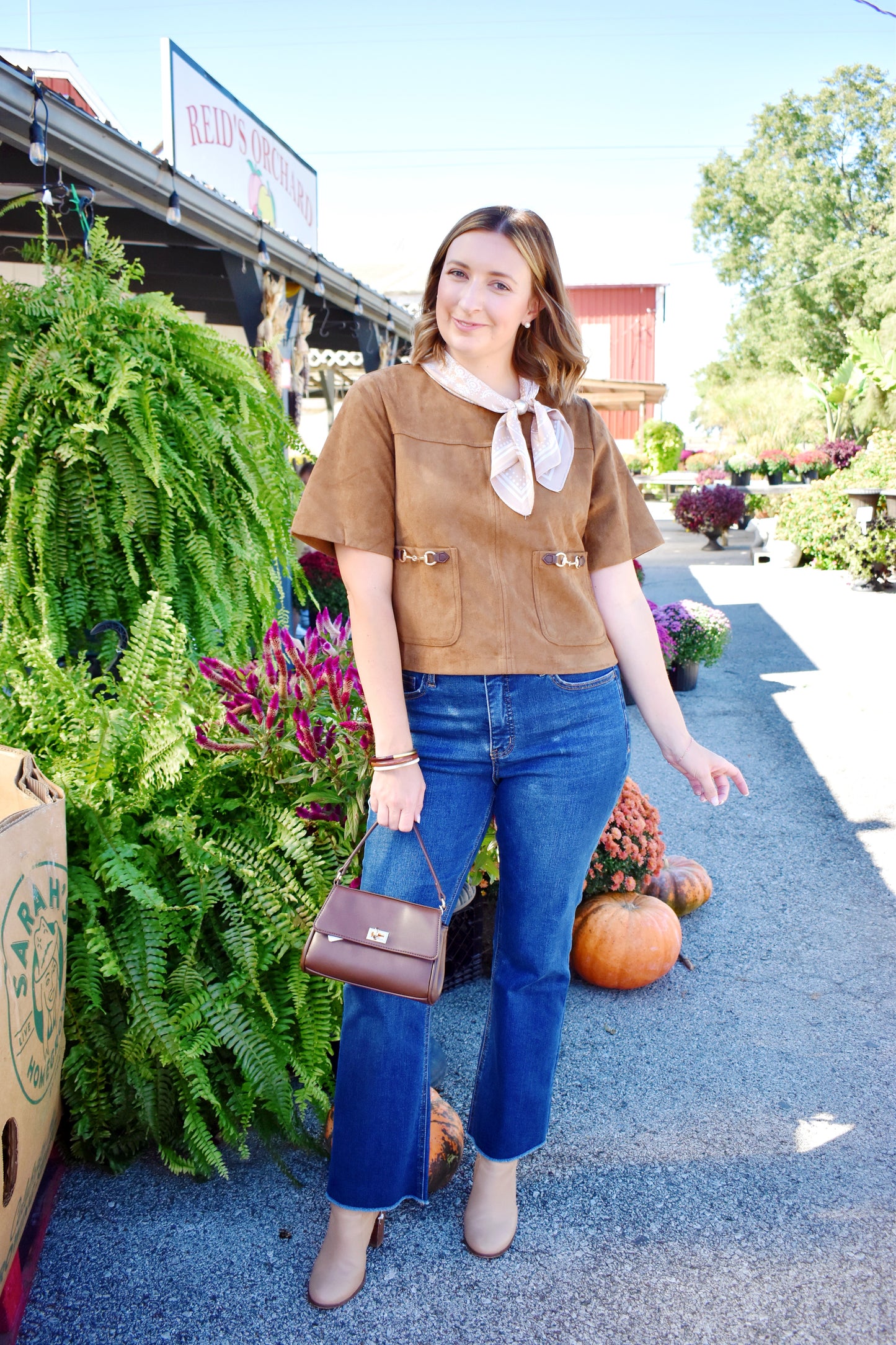 Brown Suede Horsebit Pocket Top