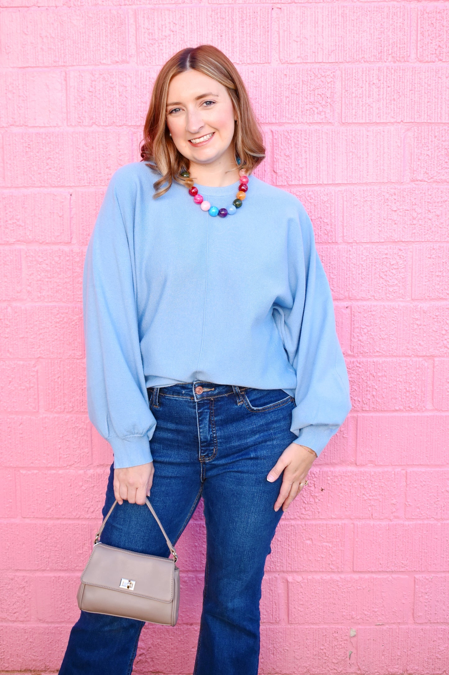 Light Blue Dolman Sleeve Sweater