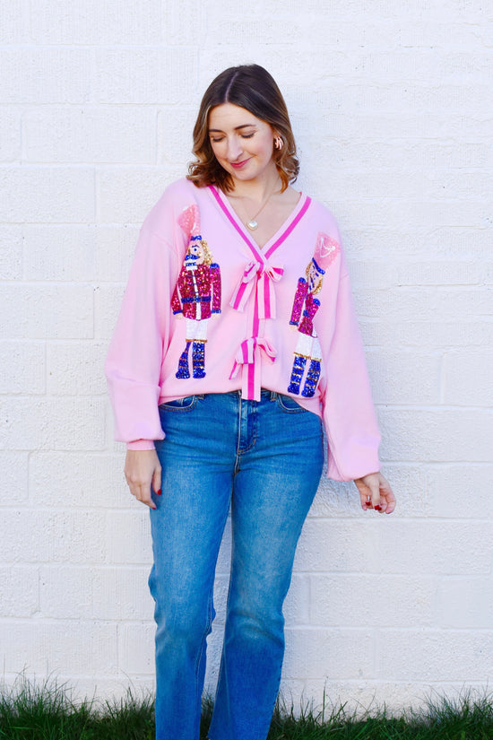 Pink Nutcracker Bow Cardigan