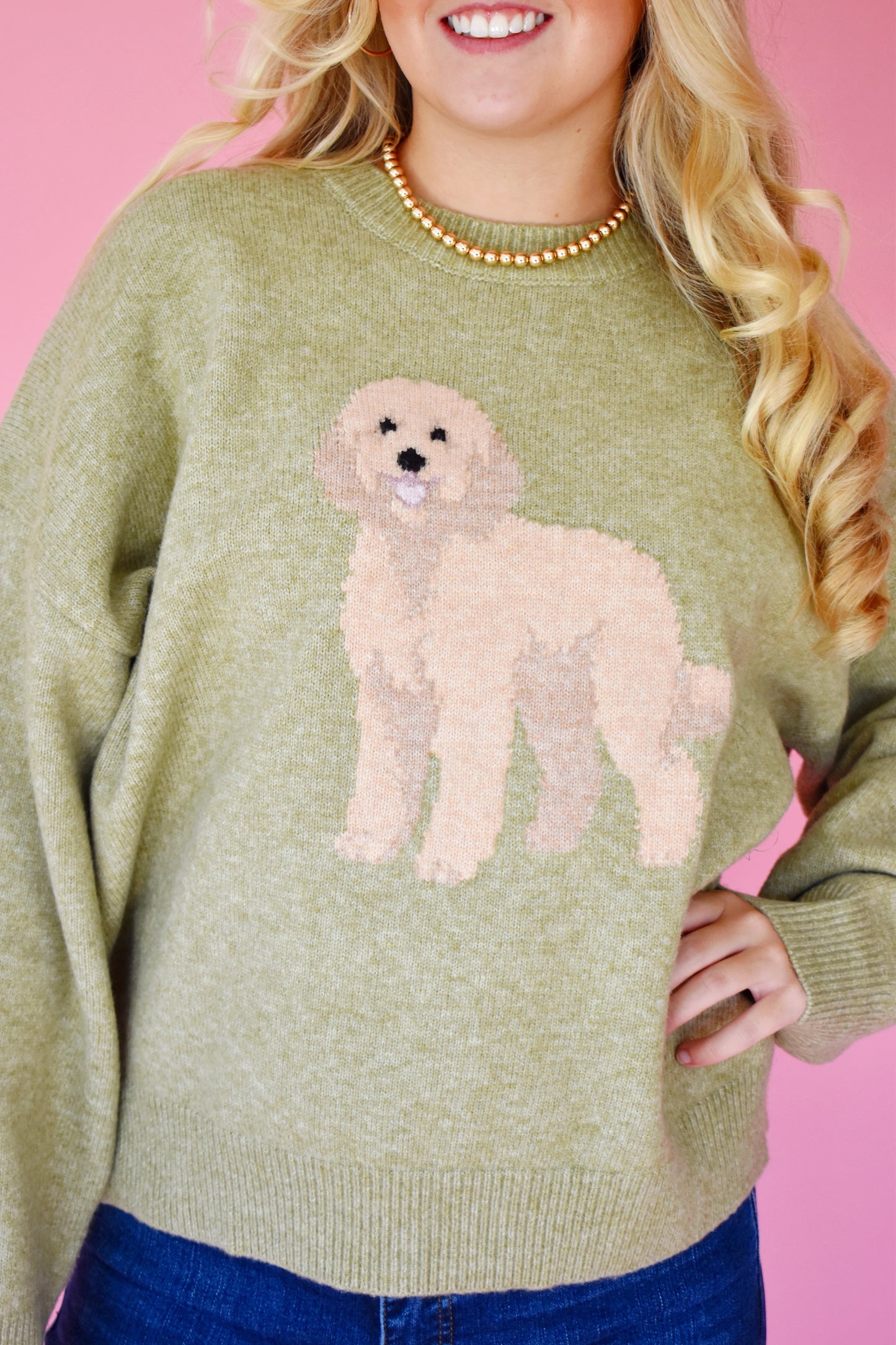 Olive Golden Doodle Sweater