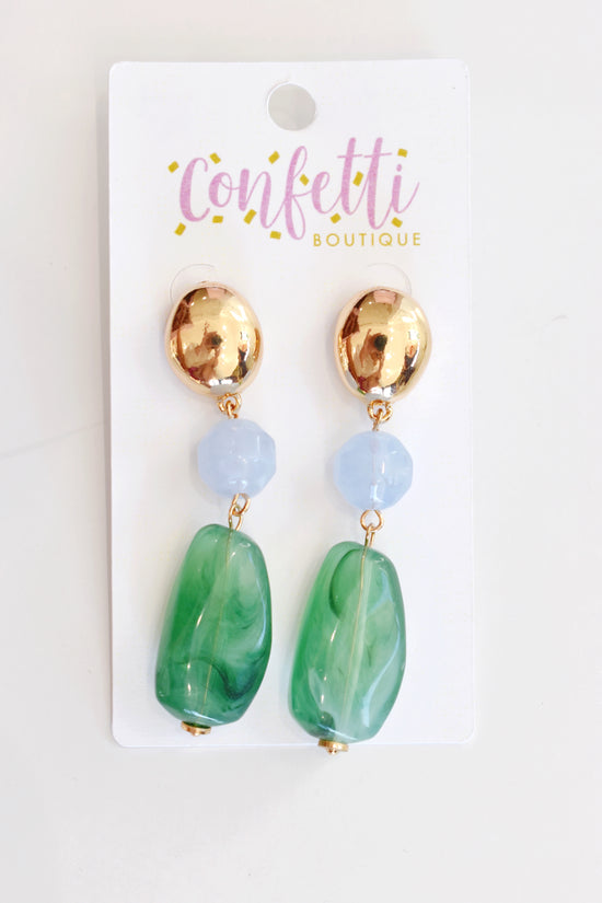 Green Blue Stone Dangle Earrings