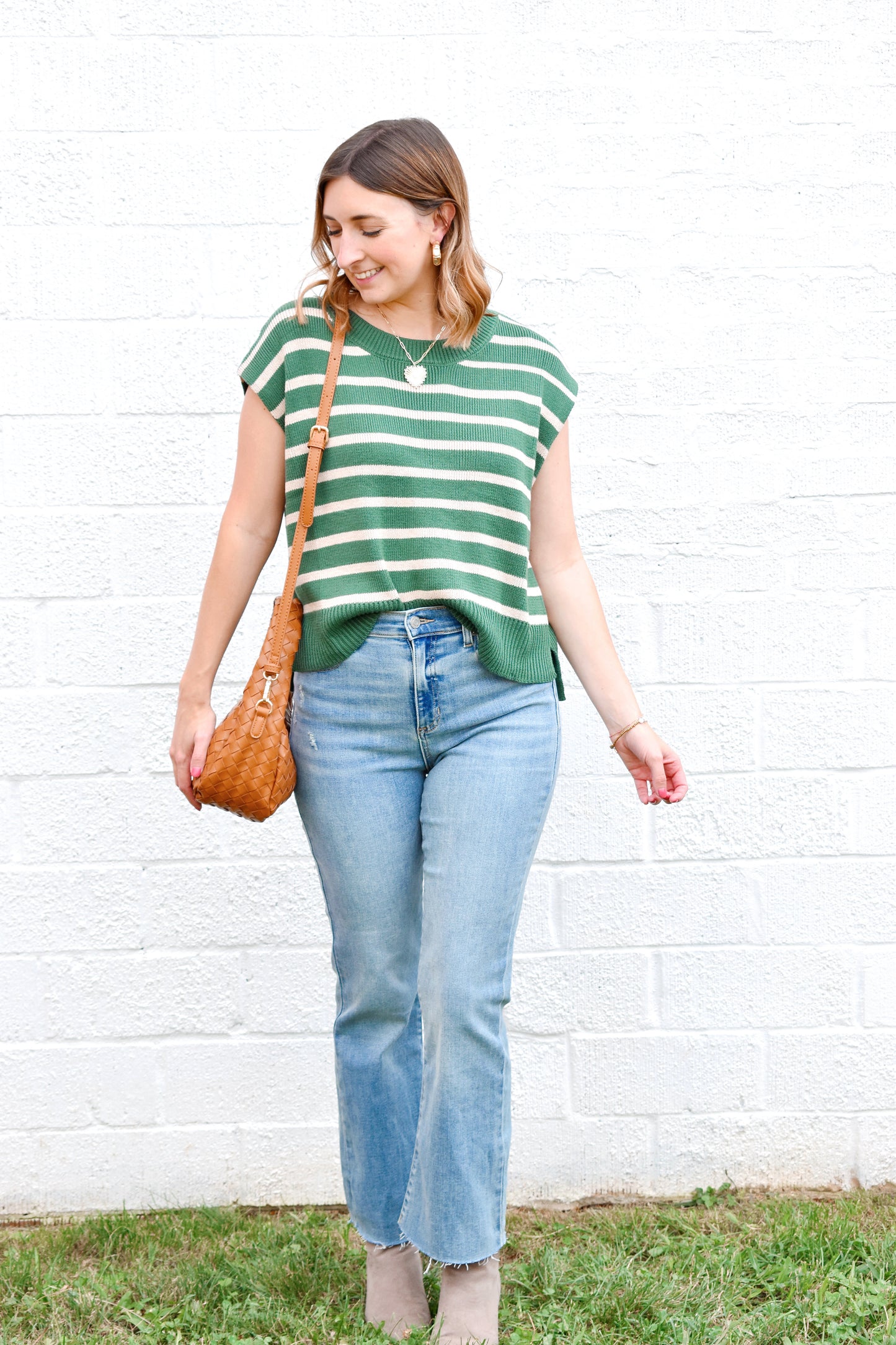 Pine Striped Cropped Knitted Top