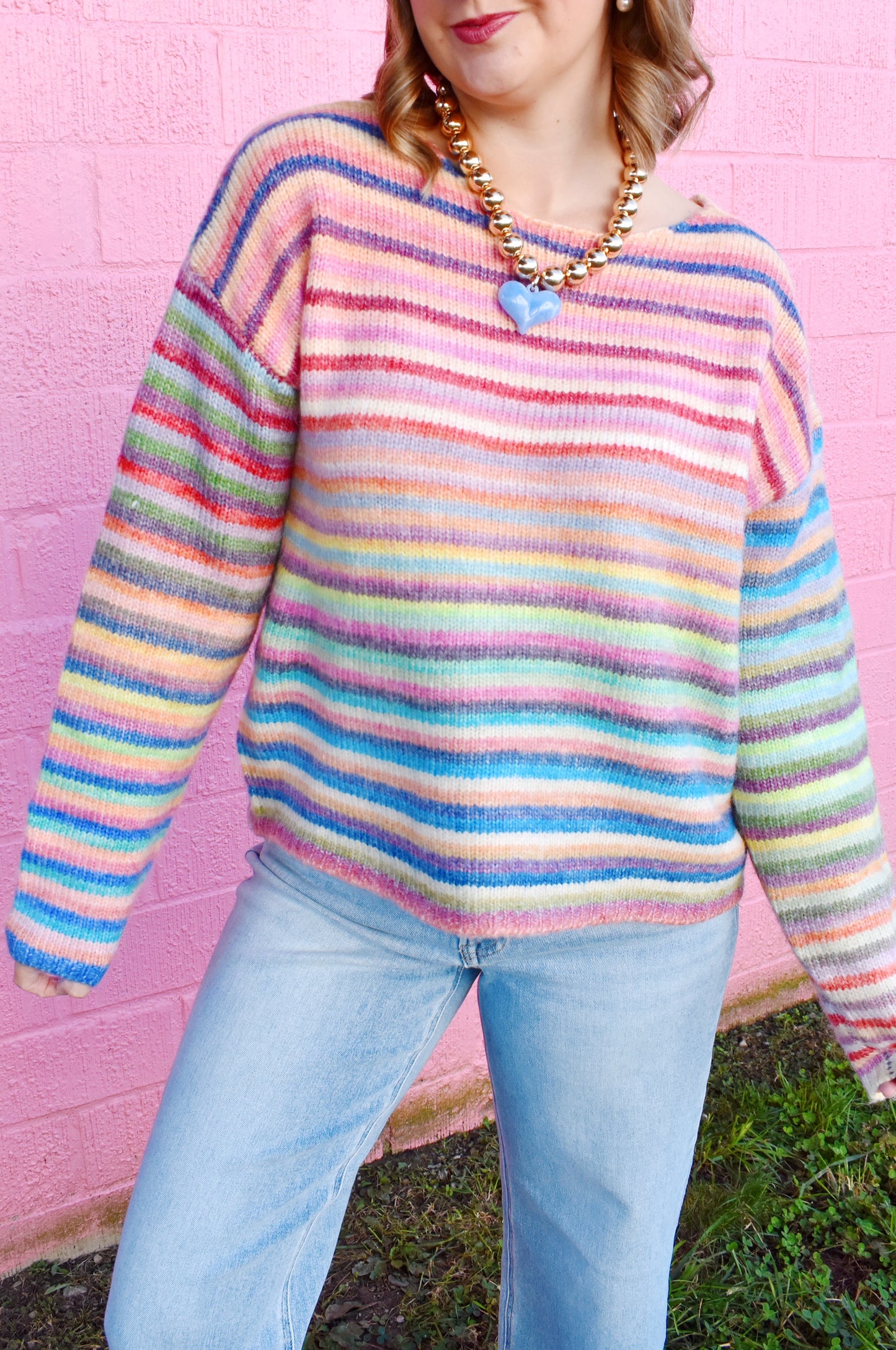 Rainbow Striped Knit Sweater