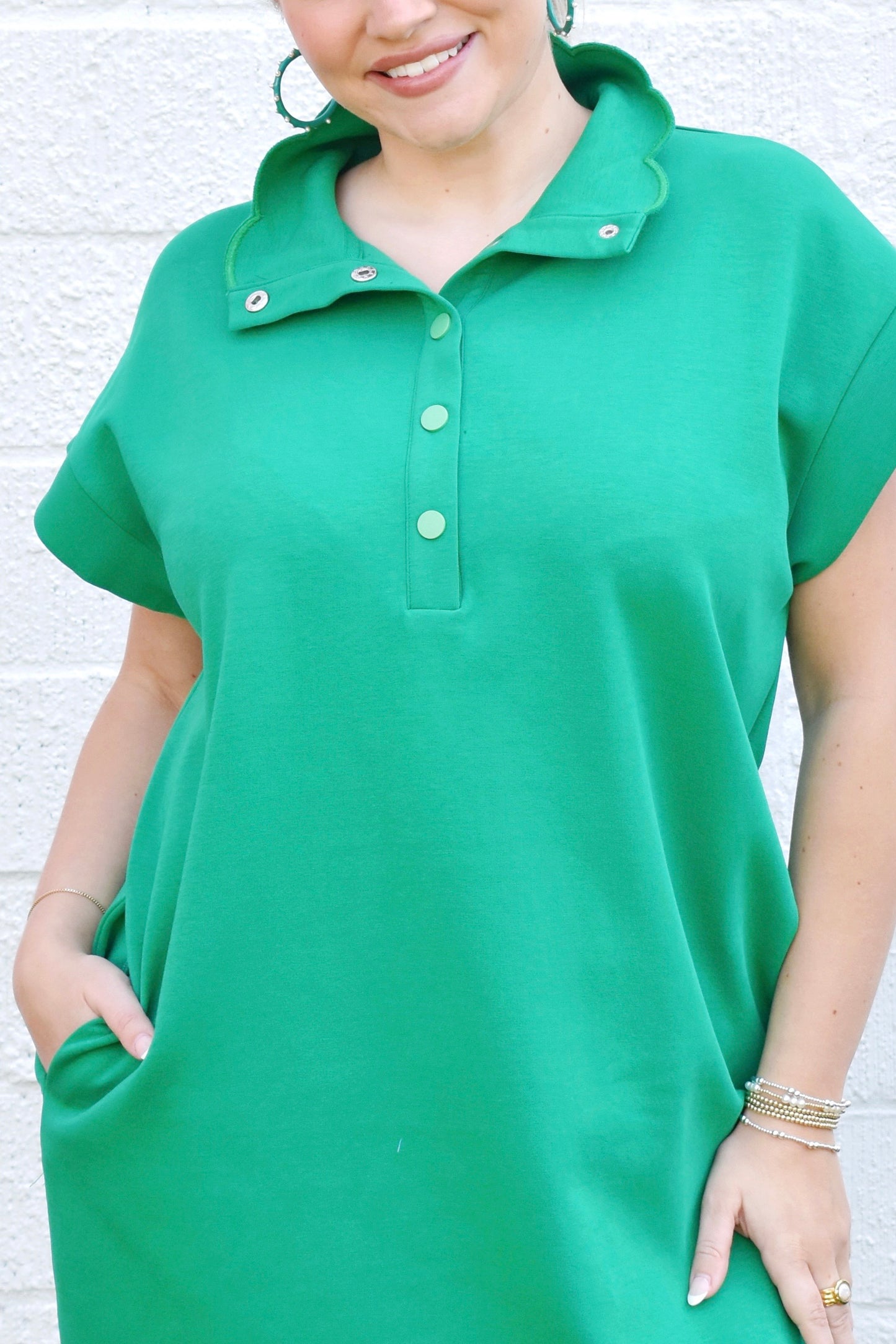Kelly Green Scallop Casual Dress Confetti Boutique Kelly Green Scallop Casual Dress Confetti Boutique