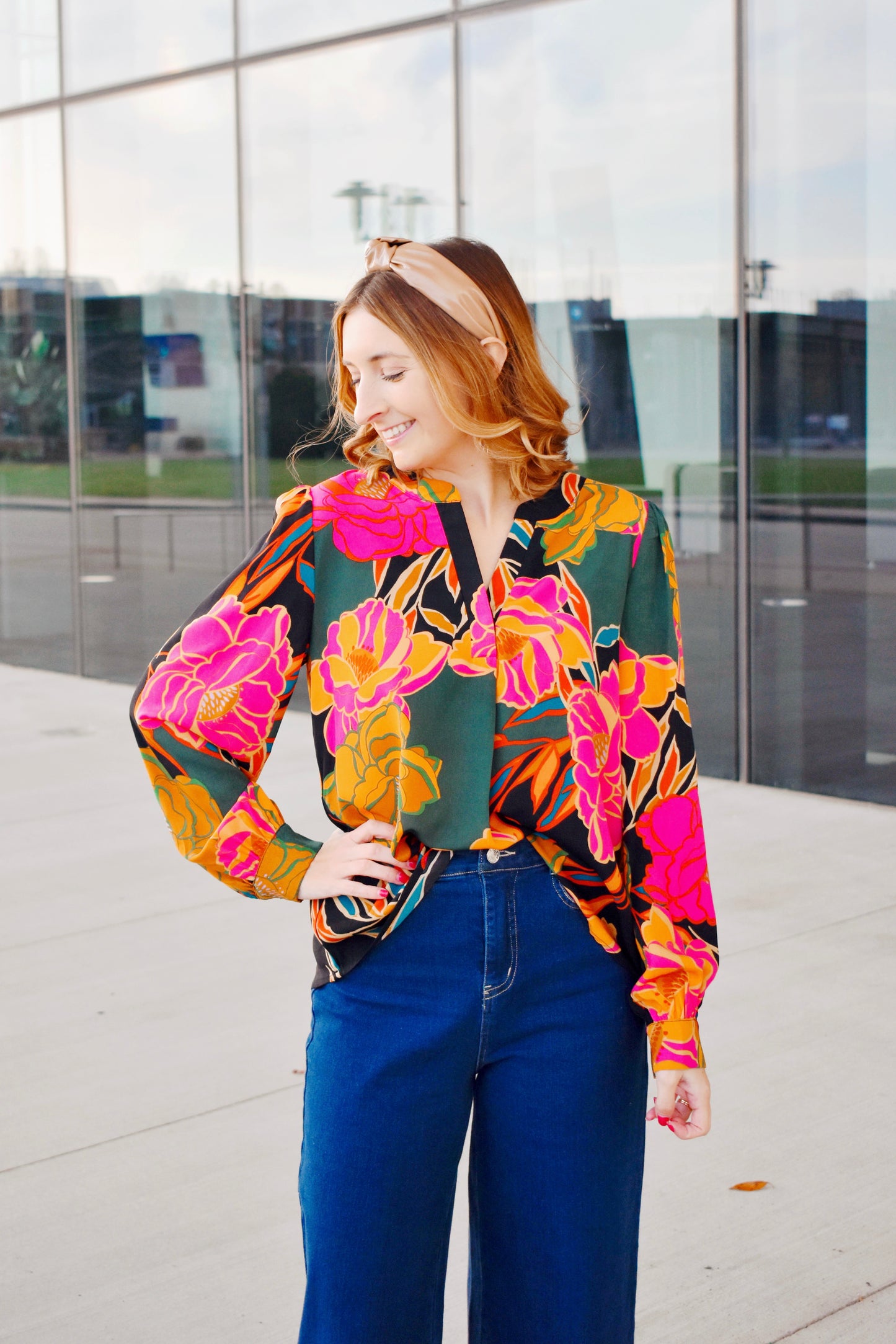 Black Bold Floral Blouse