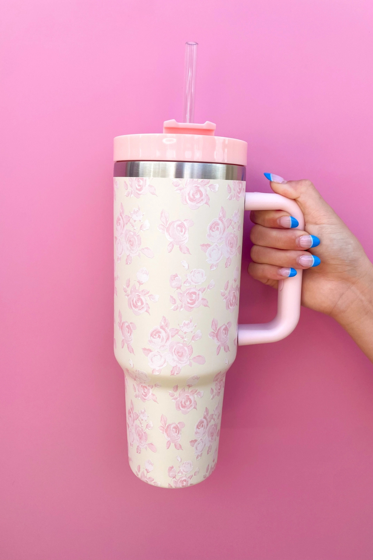 Pink Floral 40oz Tumbler