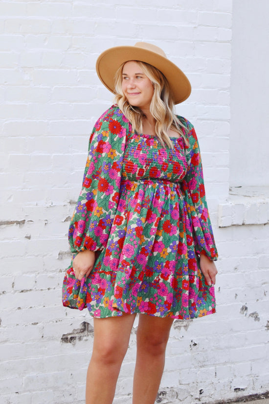 Colorful Fall Floral Dress