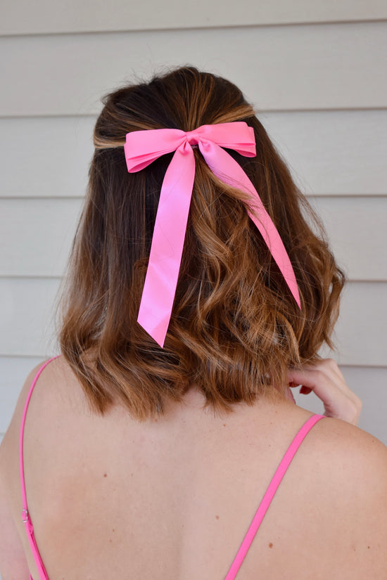 Pink Ribbon Bow Clip