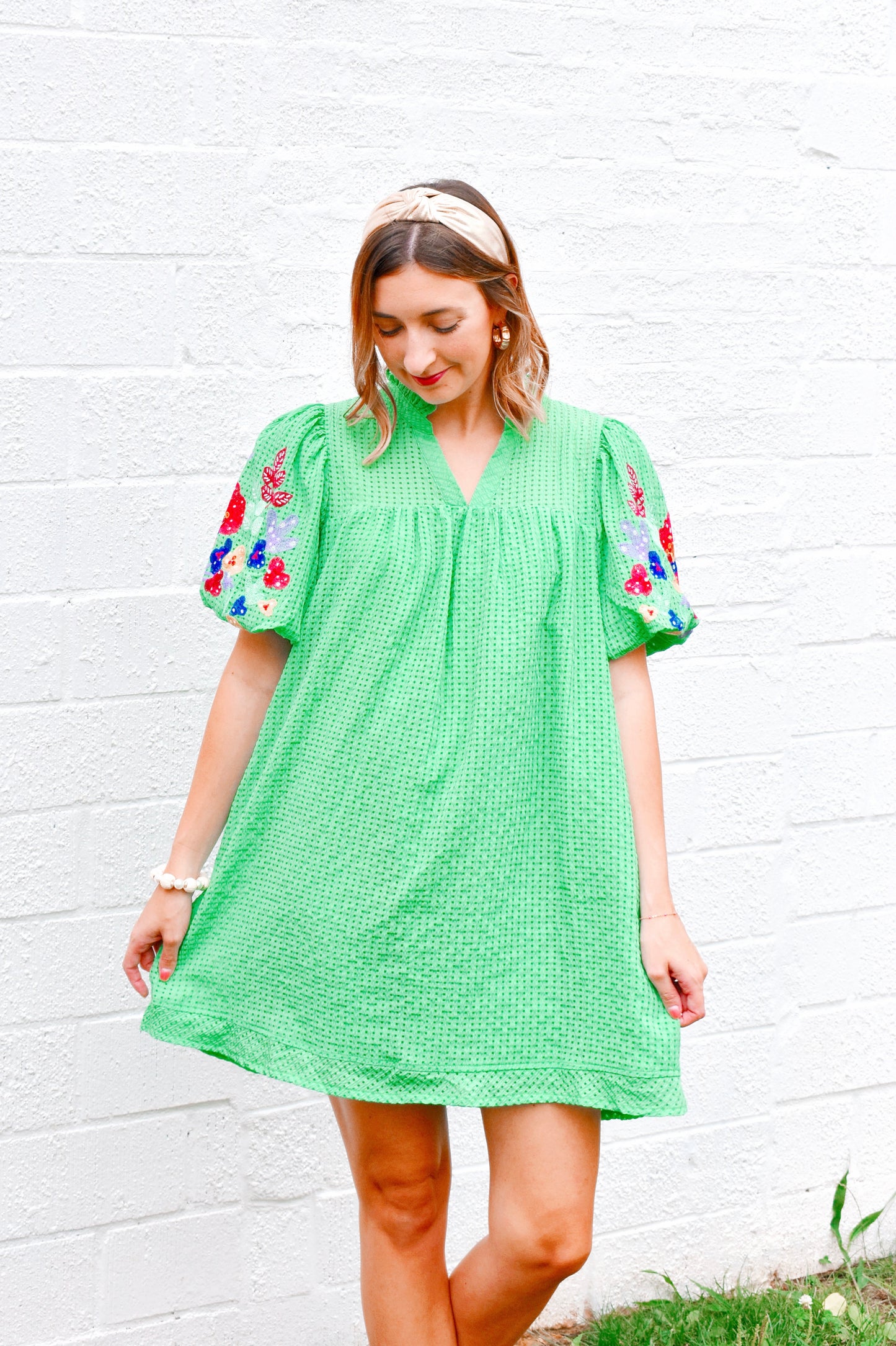Kelly Green Embroidery Sleeve Dress Confetti Boutique Kelly Green Embroidery Sleeve Dress Confetti Boutique