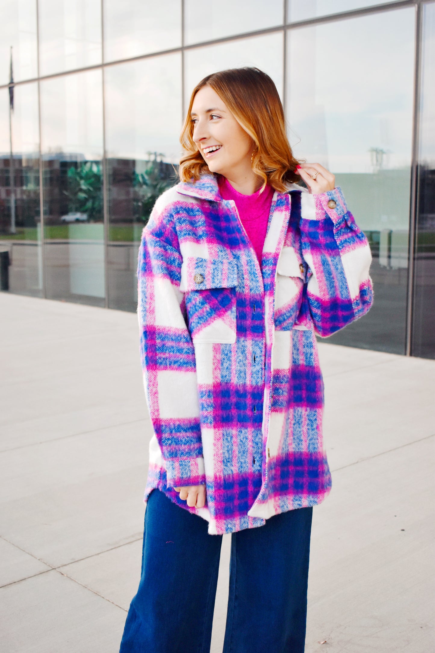 Blue & Pink Plaid Shacket