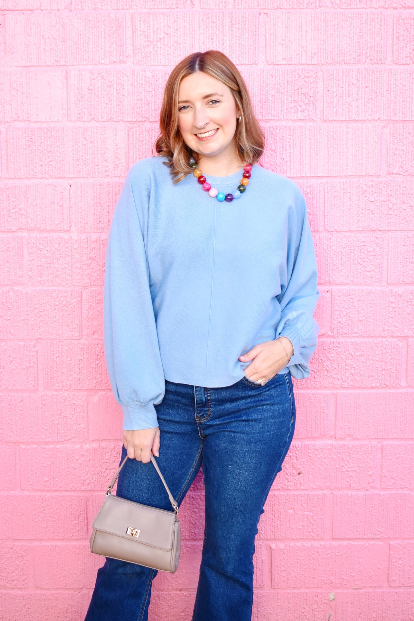 Light Blue Dolman Sleeve Sweater