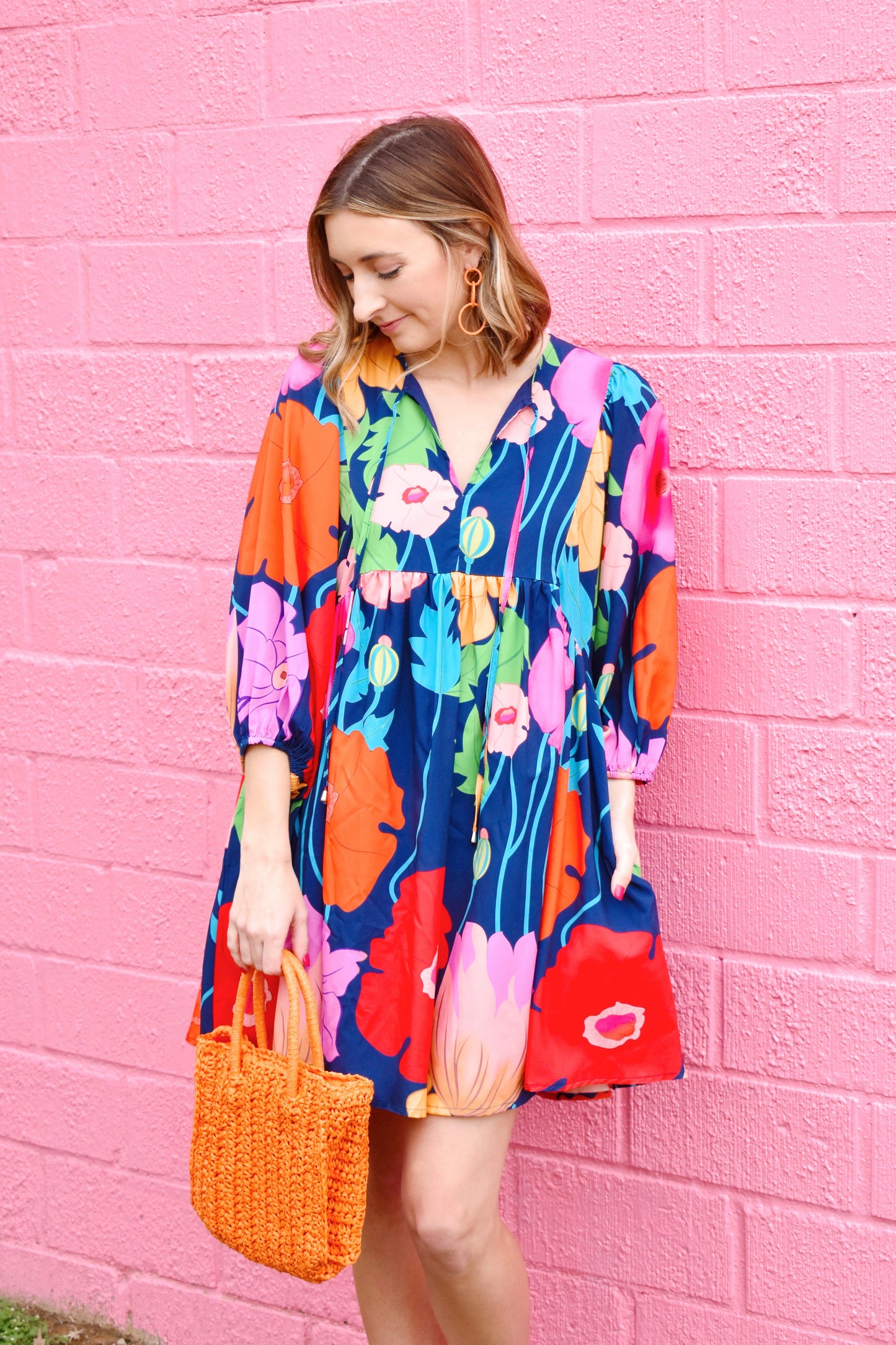 Colorful Spring Navy Floral Dress