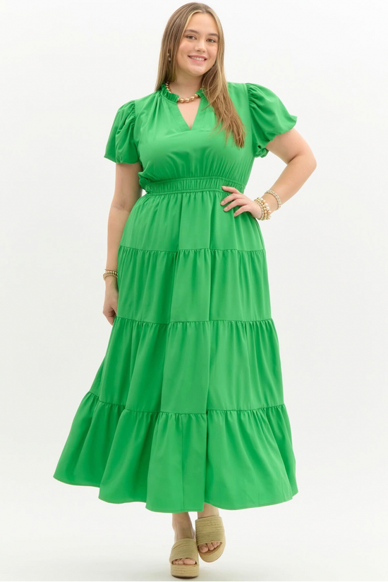 Plus Kelly Green Puff Sleeve Midi Dress Confetti Boutique Plus Kelly Green Puff Sleeve Midi Dress Confetti Boutique