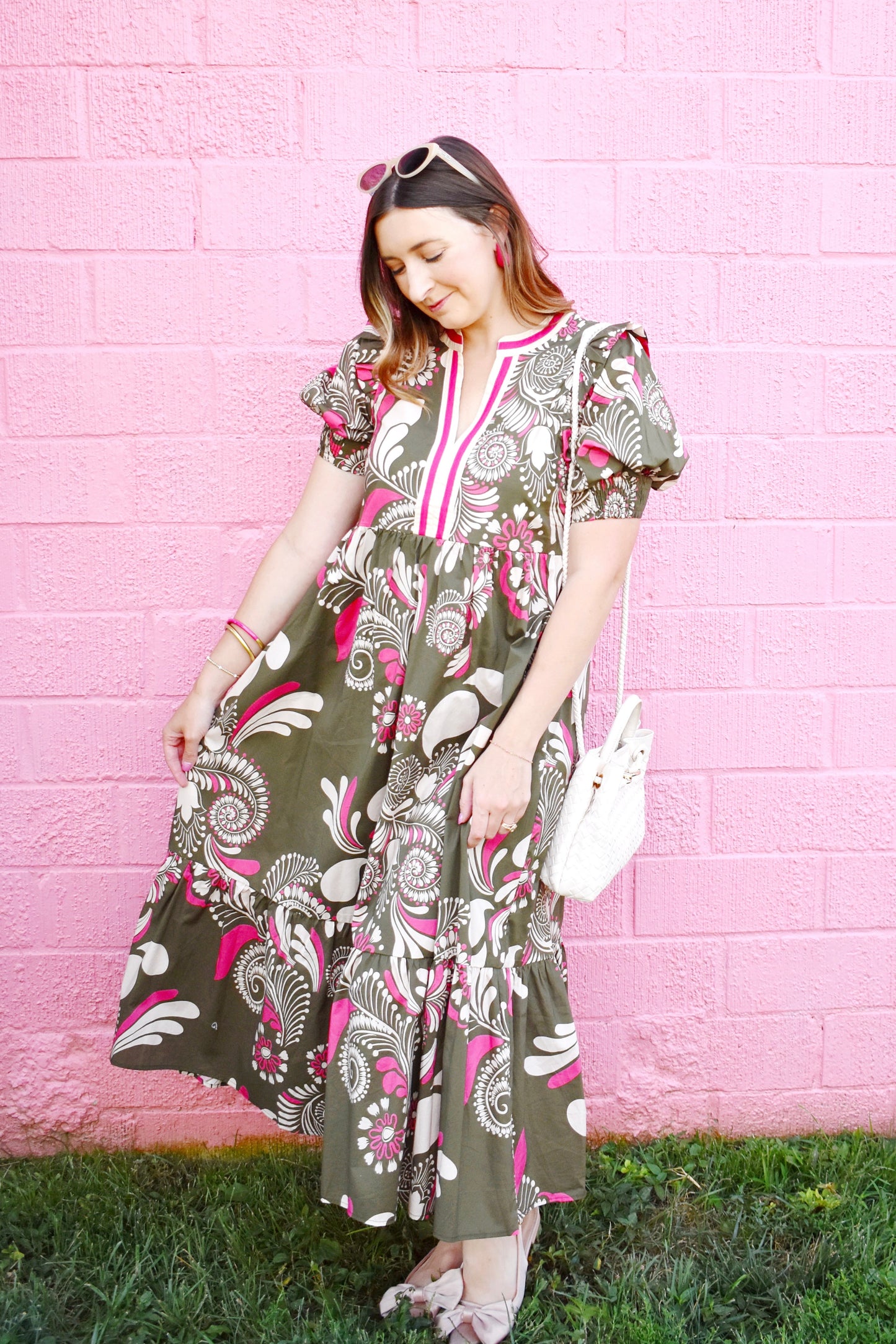 Olive Pink Midi Dress