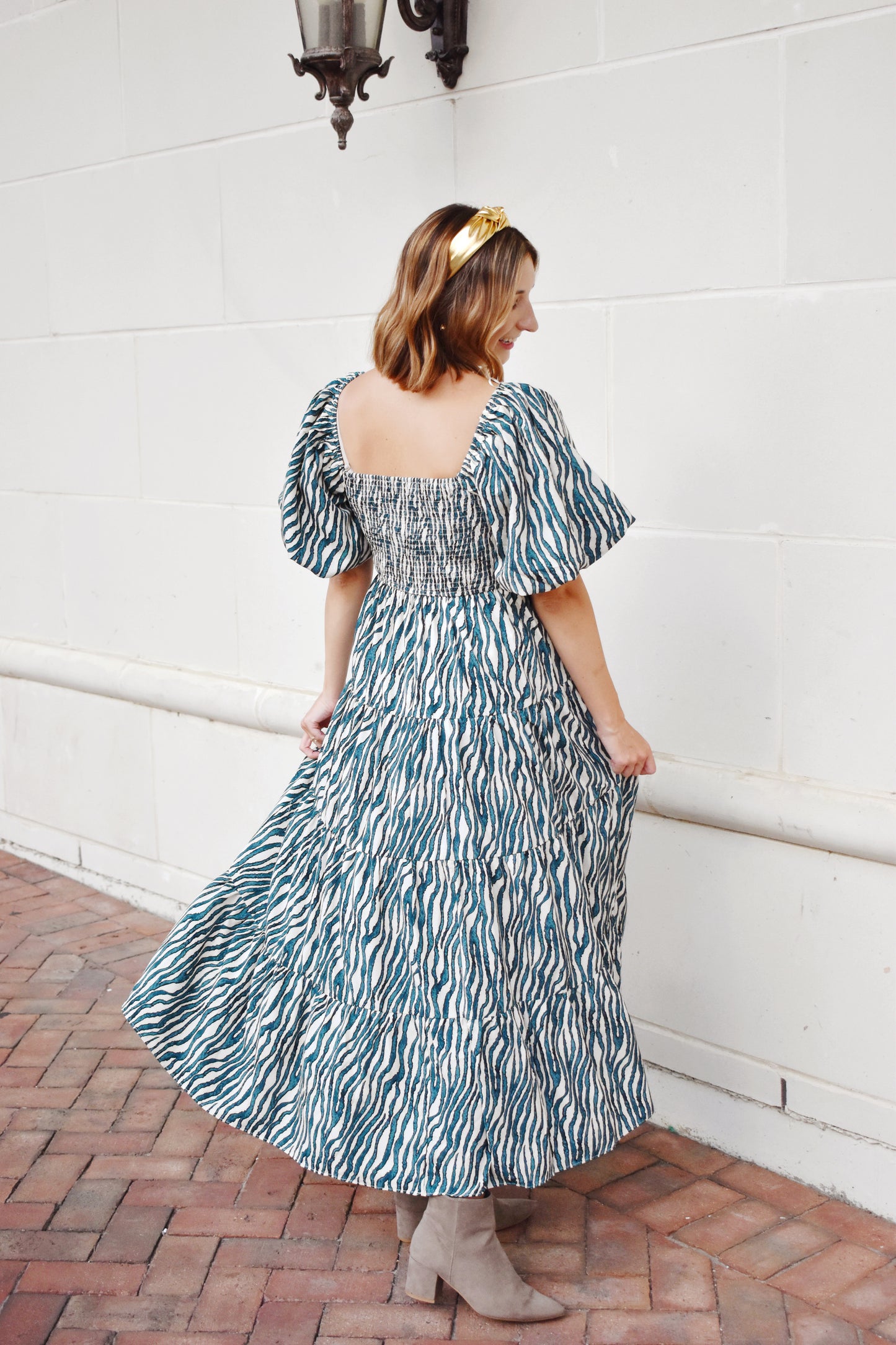 Teal Zebra Print Midi Dress Confetti Boutique Teal Zebra Print Midi Dress Confetti Boutique