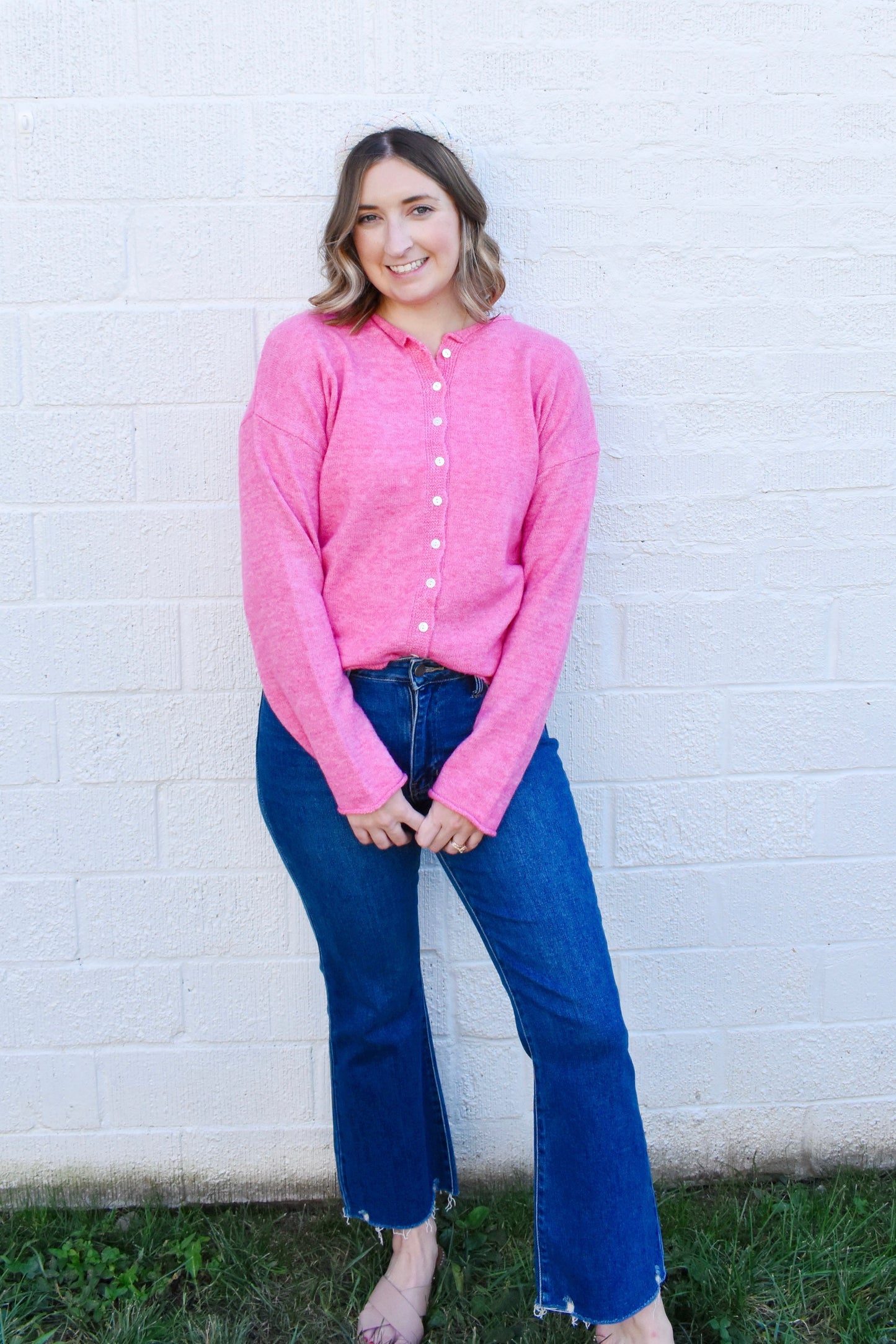 Barbie Pink Button Down Cardigan