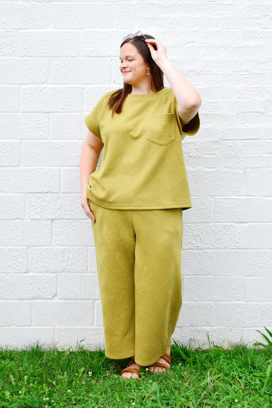 Plus Martini Olive Textured Pants