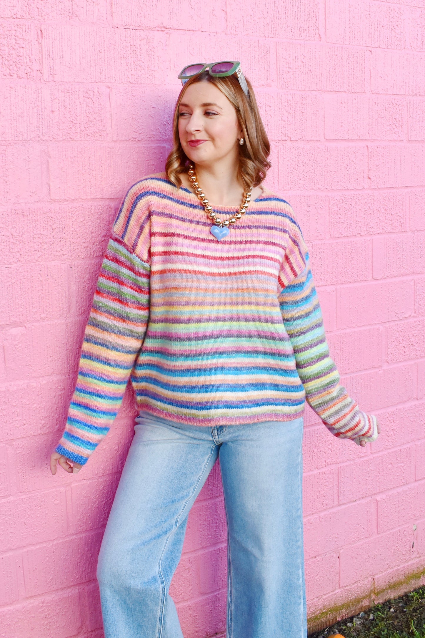 Rainbow Striped Knit Sweater