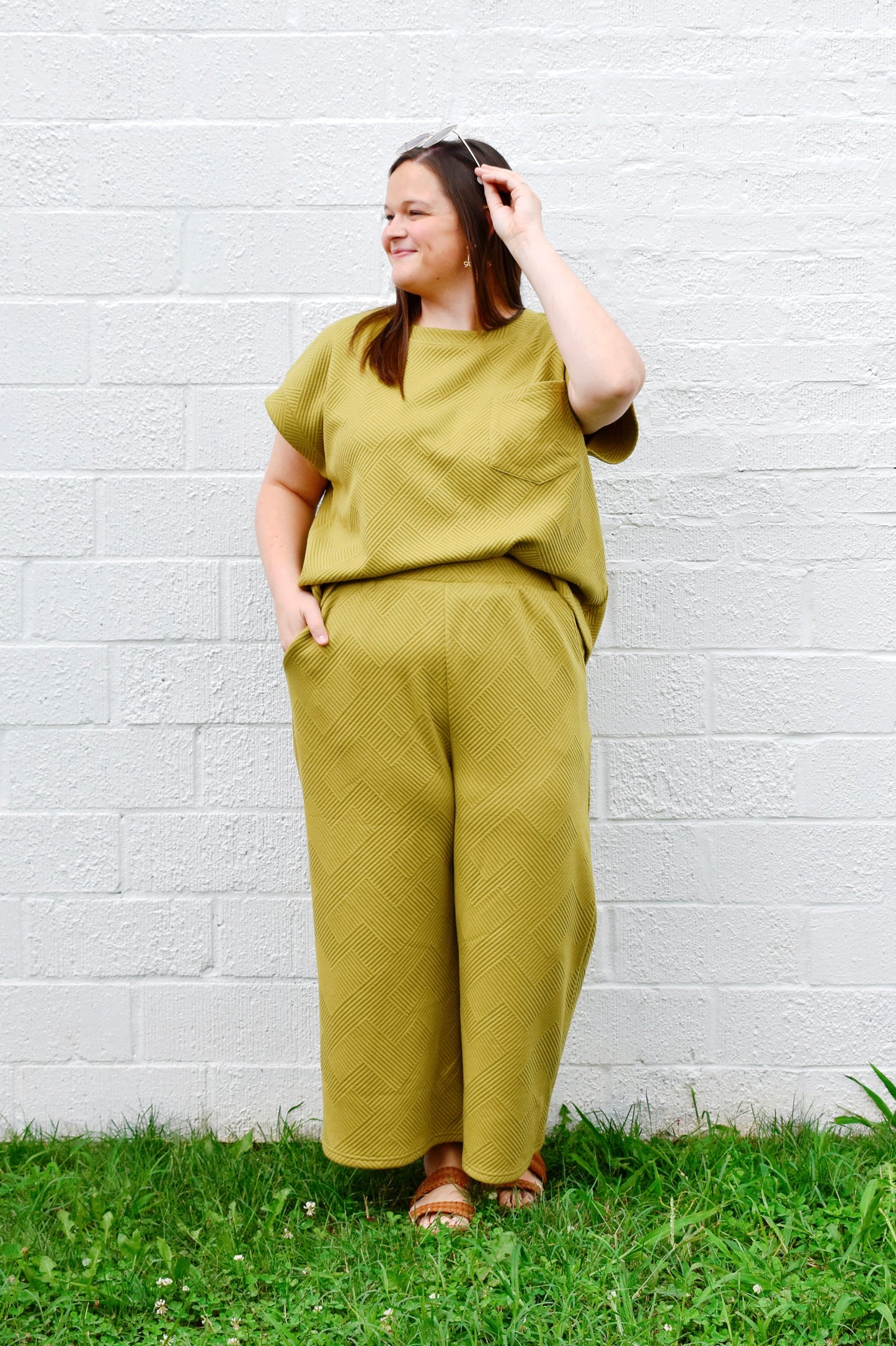 Plus Martini Olive Textured Pants