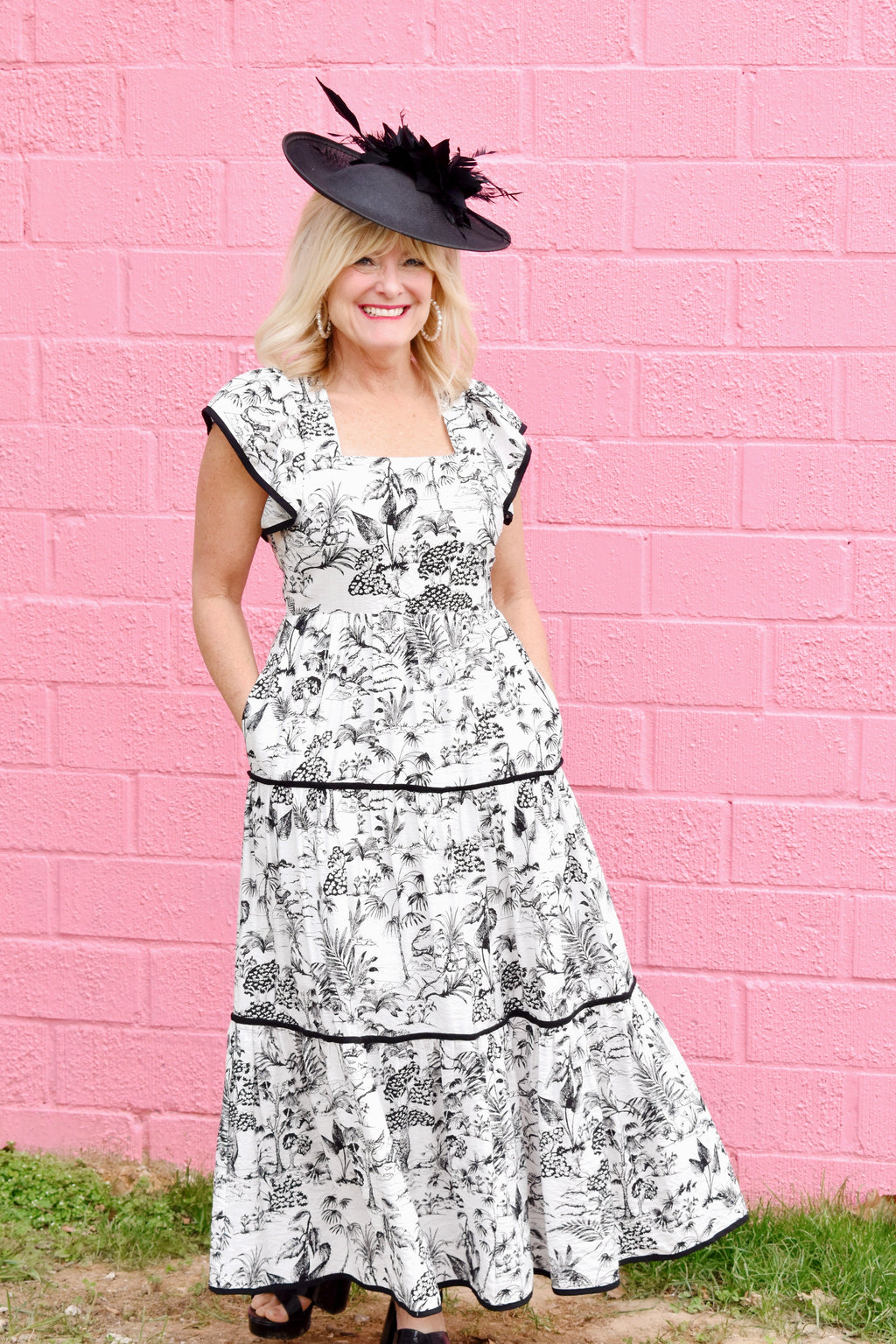 chinoiserie midi dress Black & White Chinoiserie Midi Dress – Confetti Boutique