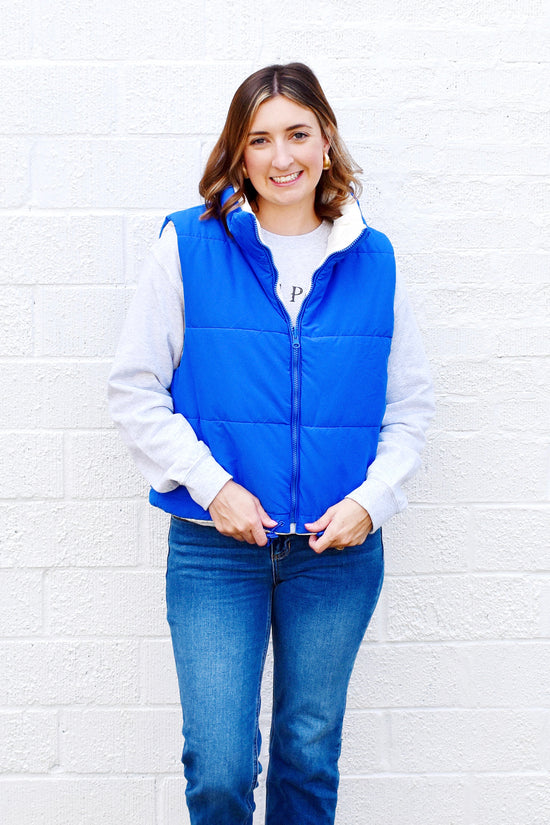 Royal Blue Puffer Vest Confetti Boutique