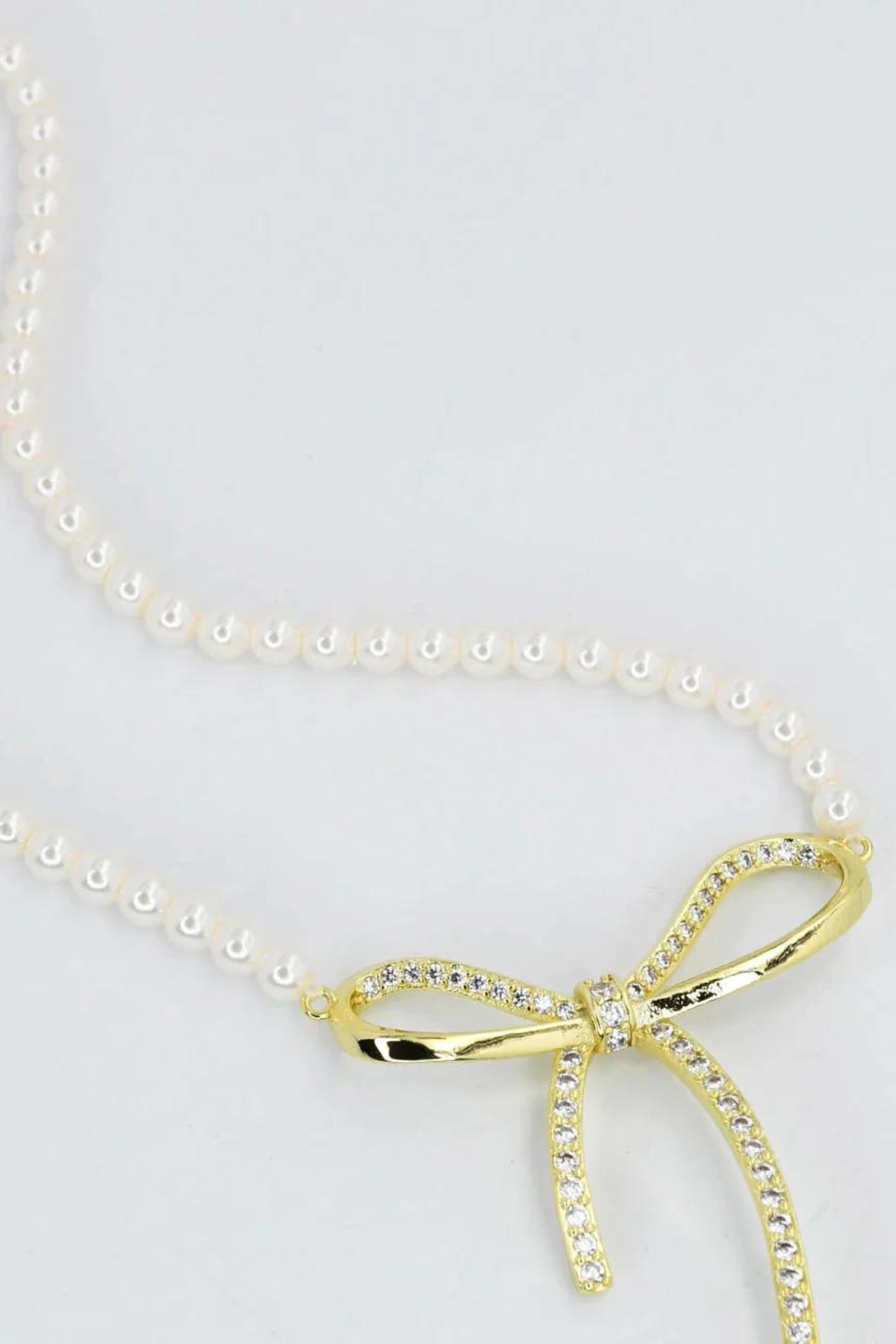 Bow Pearl Gold Plated Necklace