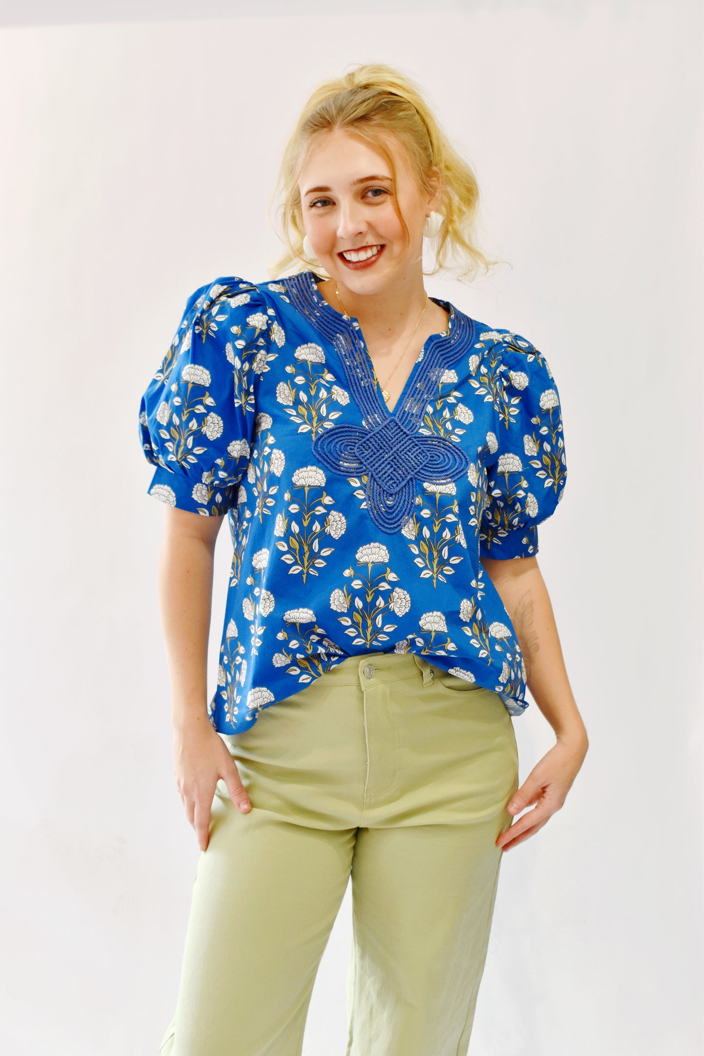 Royal Botanical Collar Detail Blouse