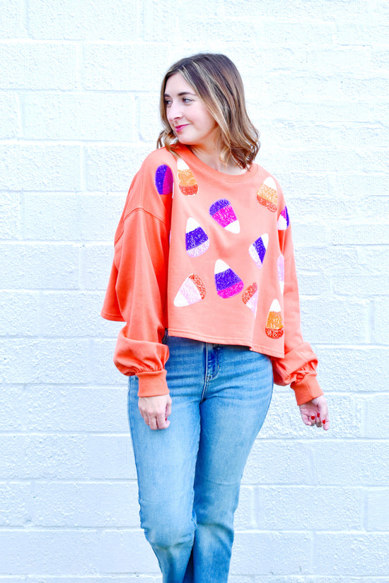 Candy Corn Sequin Sweatshirt