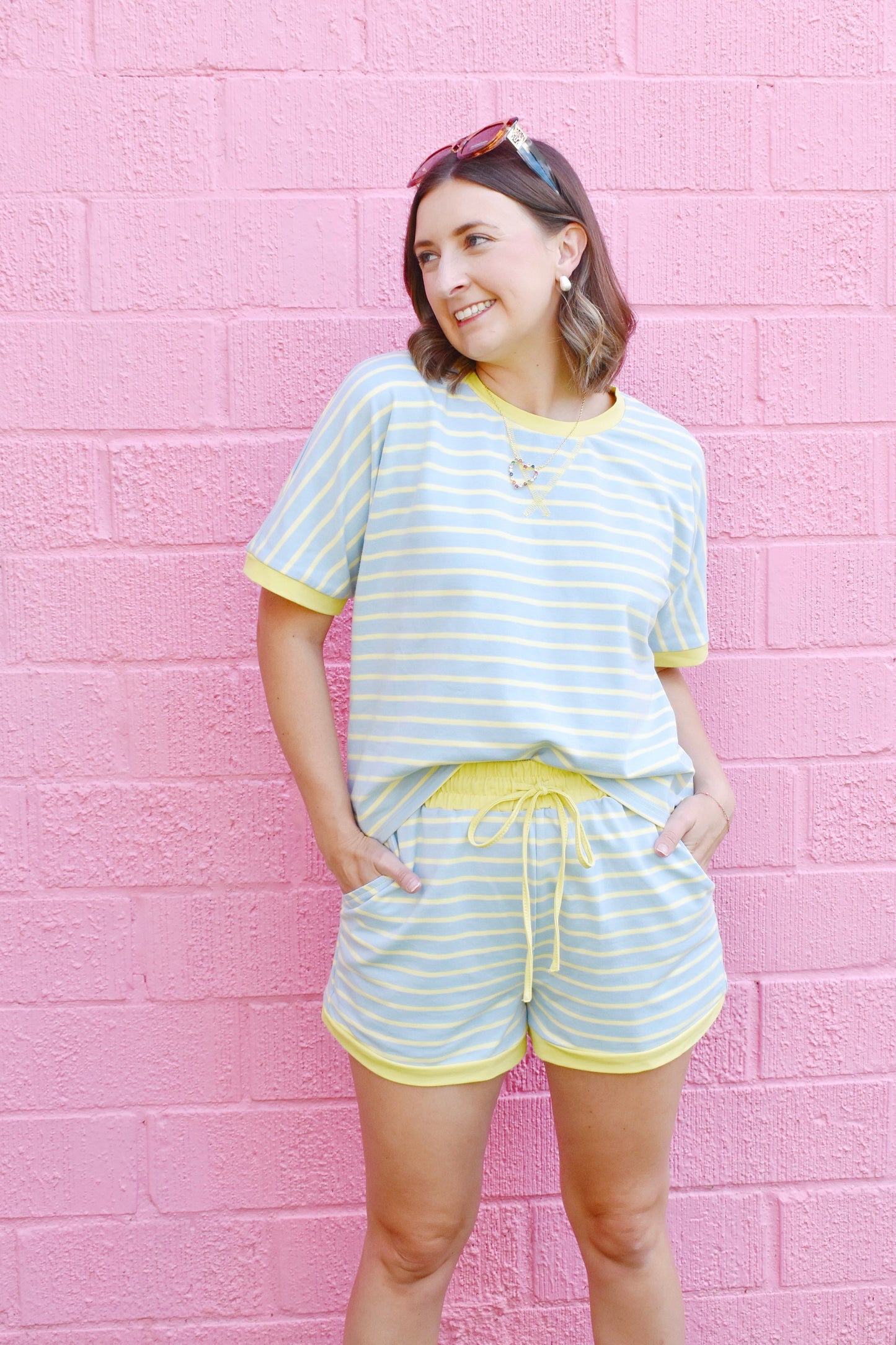 Light Blue & Yellow Stripe Top