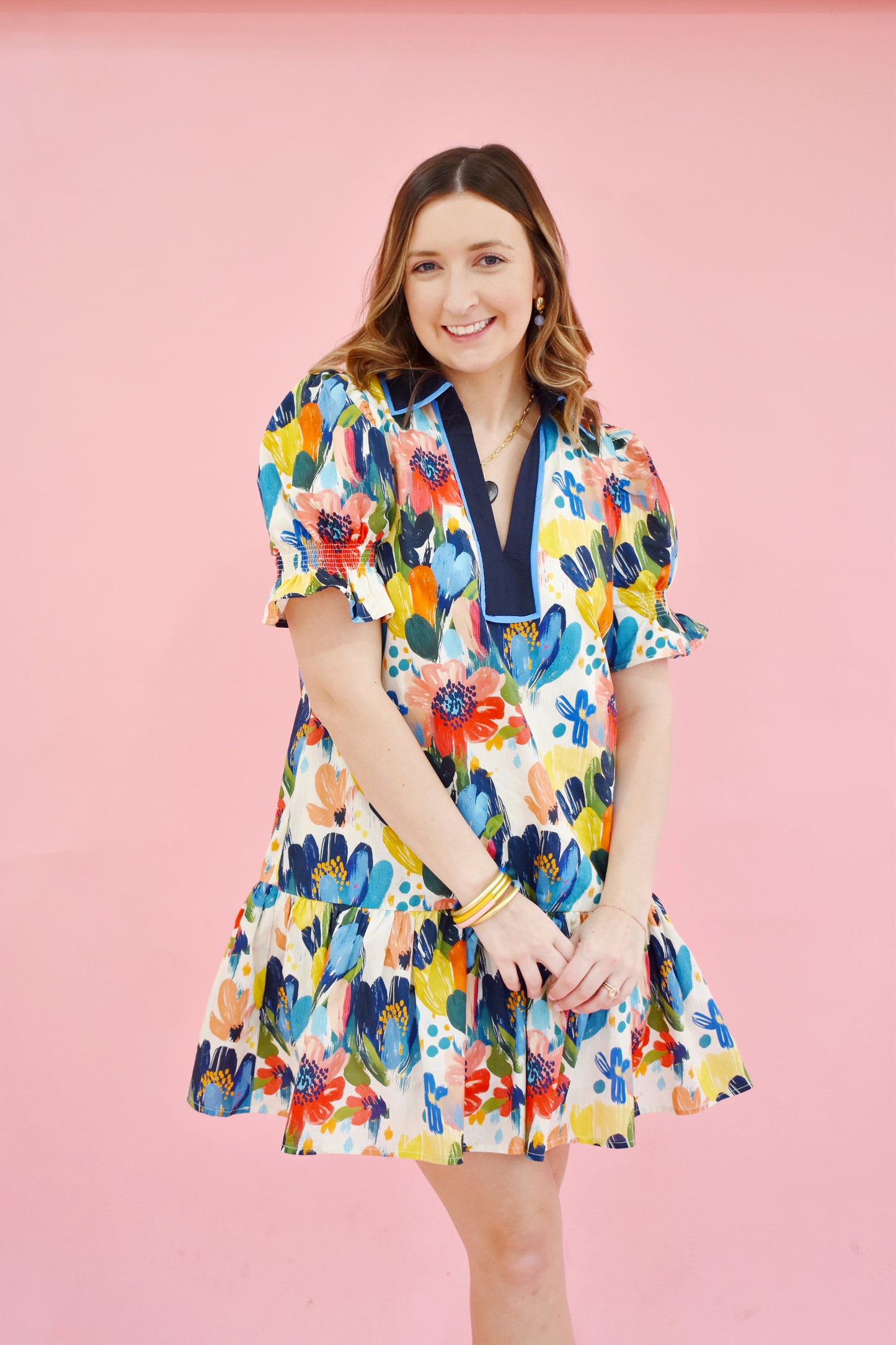 Beautifully Bold Floral Drop Waist Dress