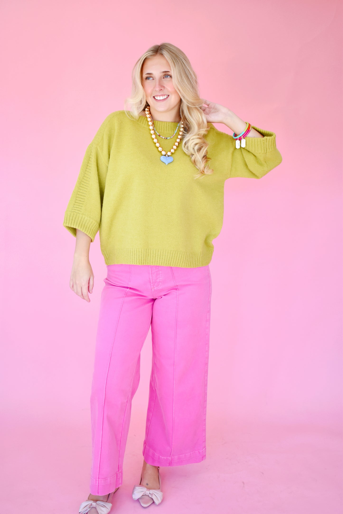 Chartreuse Boat Neck Sweater