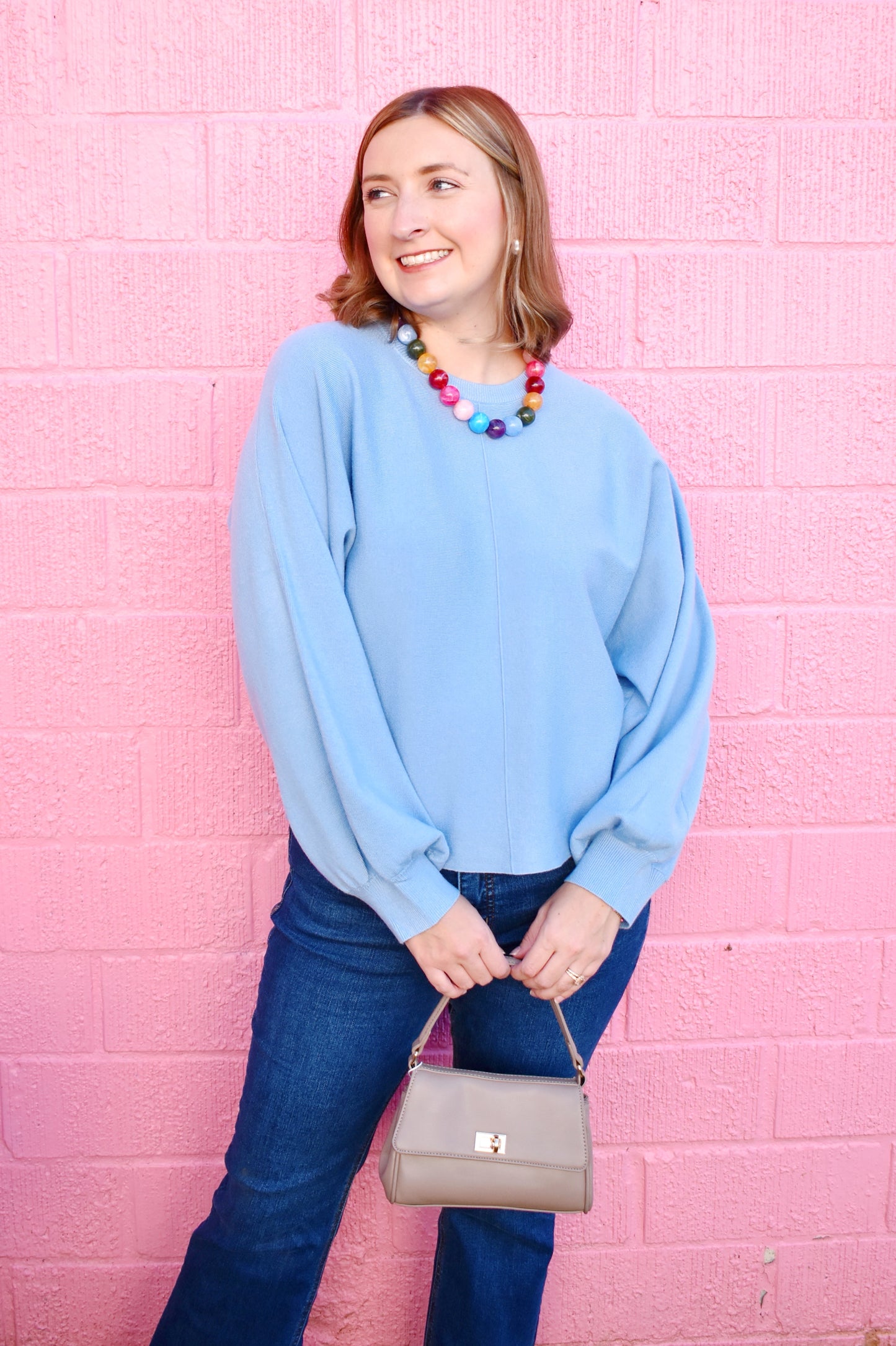 Light Blue Dolman Sleeve Sweater