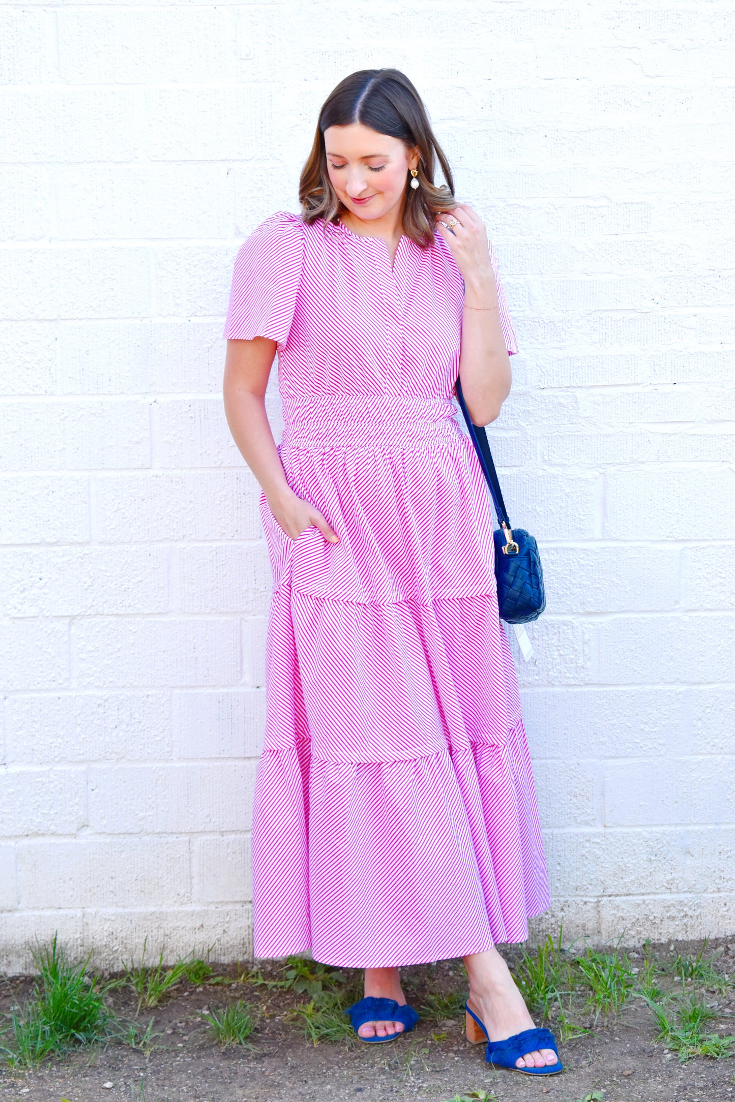 Hot Pink Mini Striped Maxi Dress
