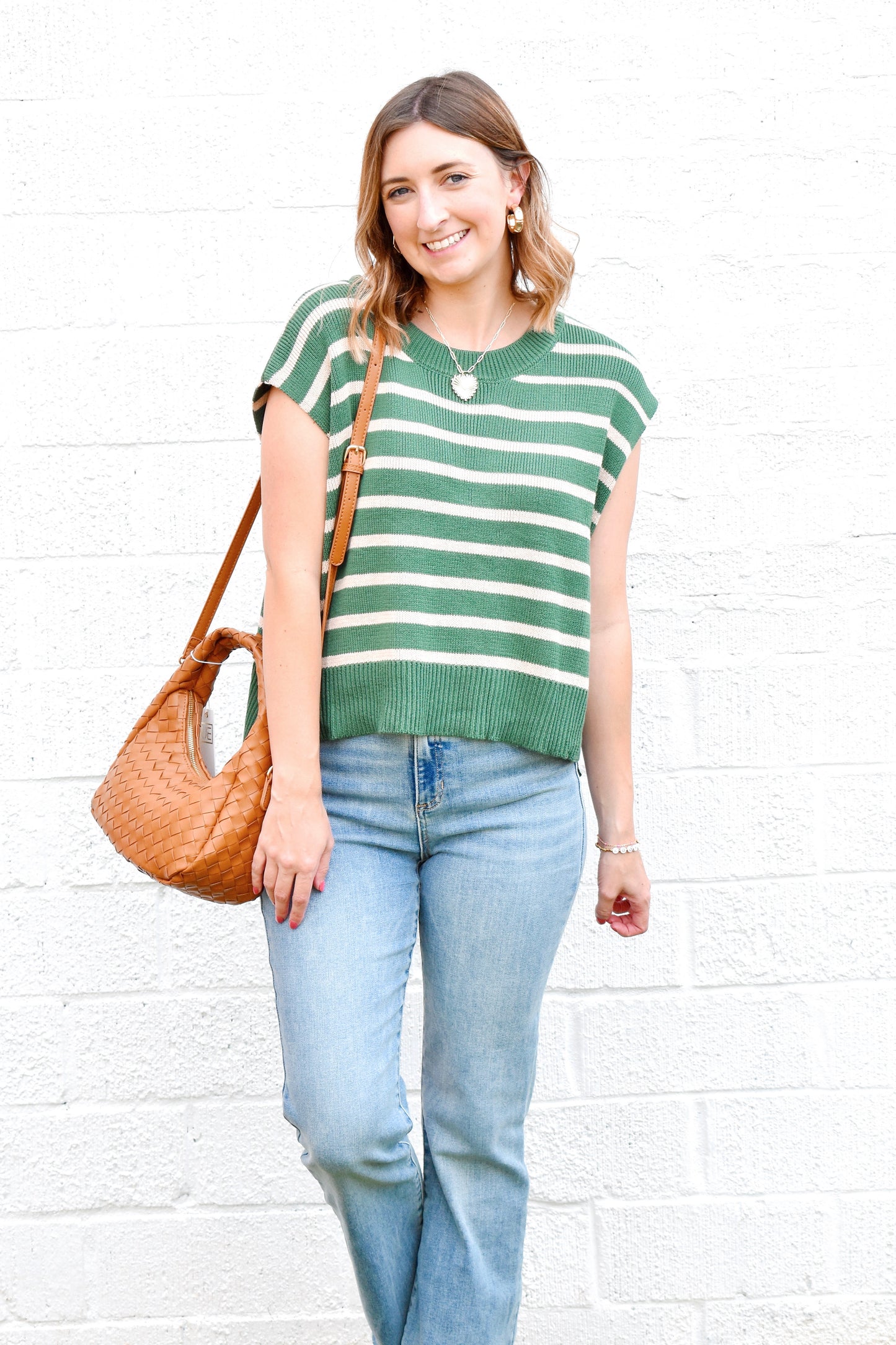 Pine Striped Cropped Knitted Top