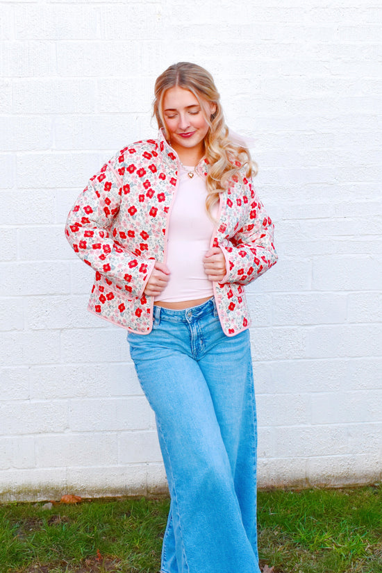 Pretty Pink Floral Quilted Jacket