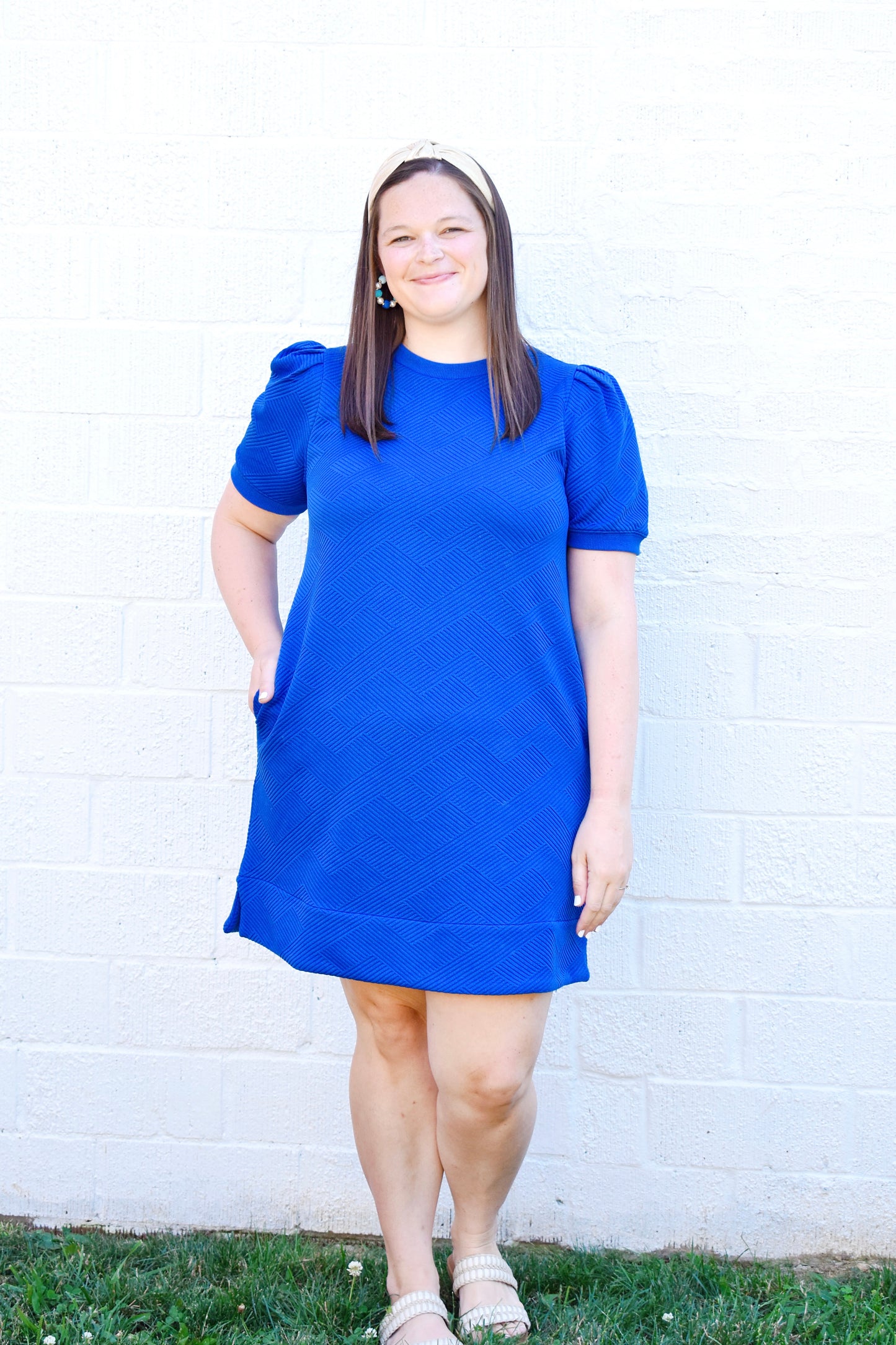 Royal Blue Textured Dress – Confetti Boutique