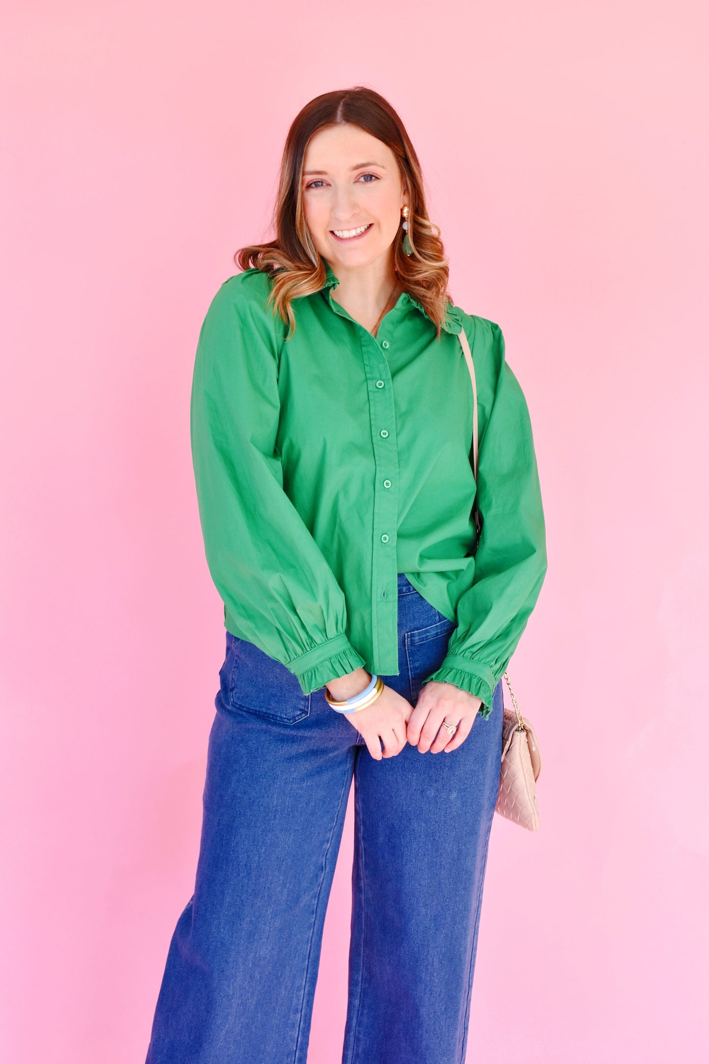 Kelly Ruffle Collared Button Down