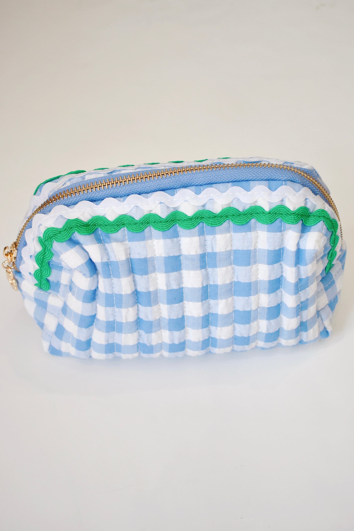 Gingham Ric Rac Zip Cosmetic Pouch