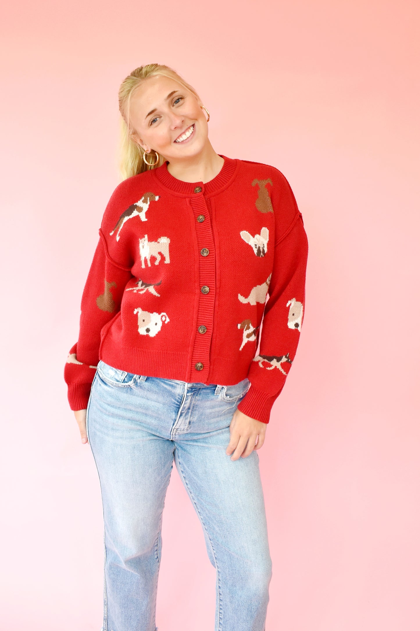 Red Dog Days Cardigan Sweater