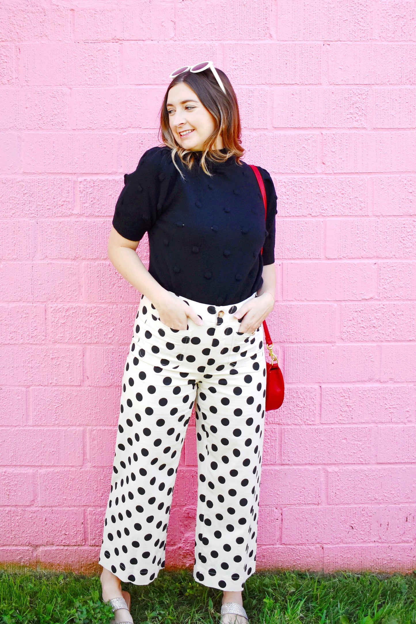 Black & White Polka Dot Wide Leg Pants