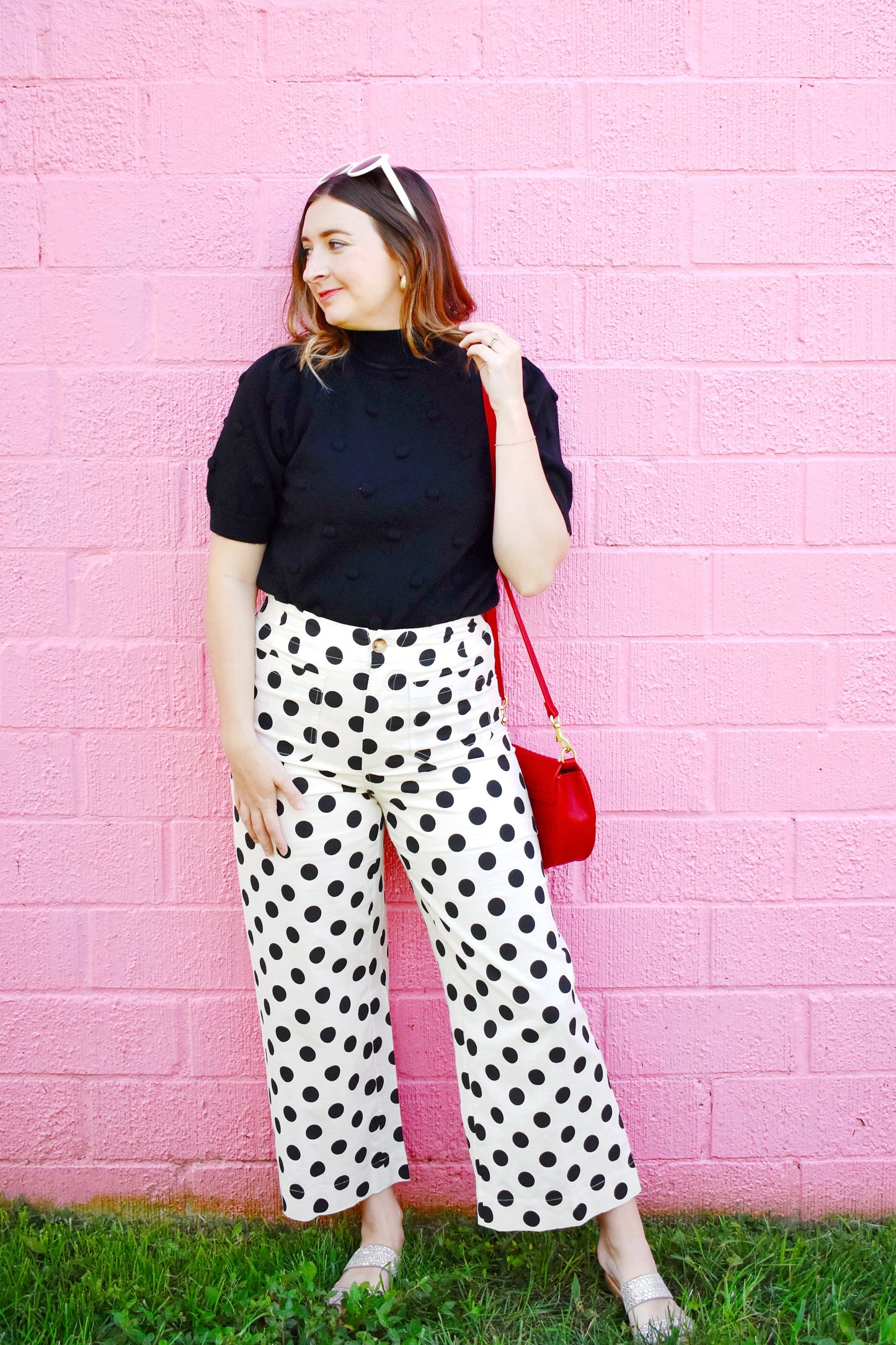 Black & White Polka Dot Wide Leg Pants