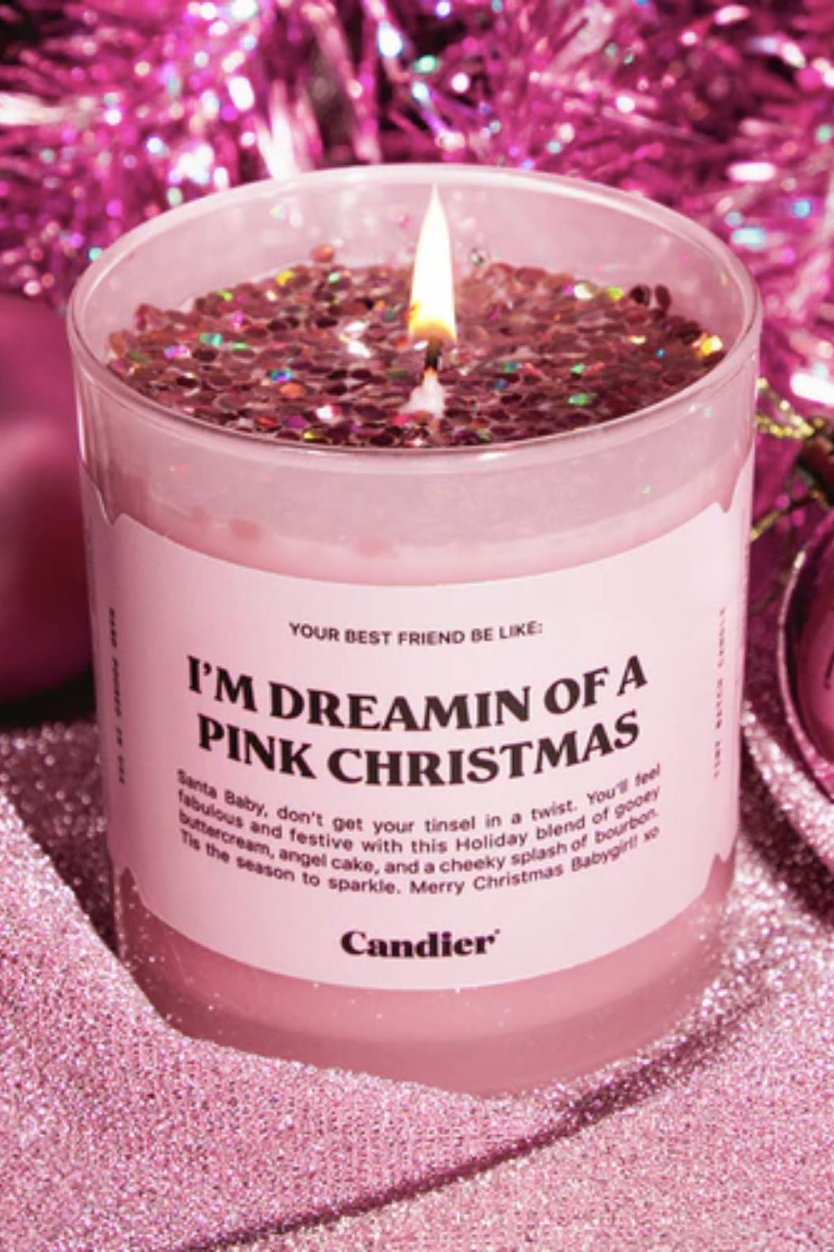 Dreaming of a Pink Christmas Sparkle Candle