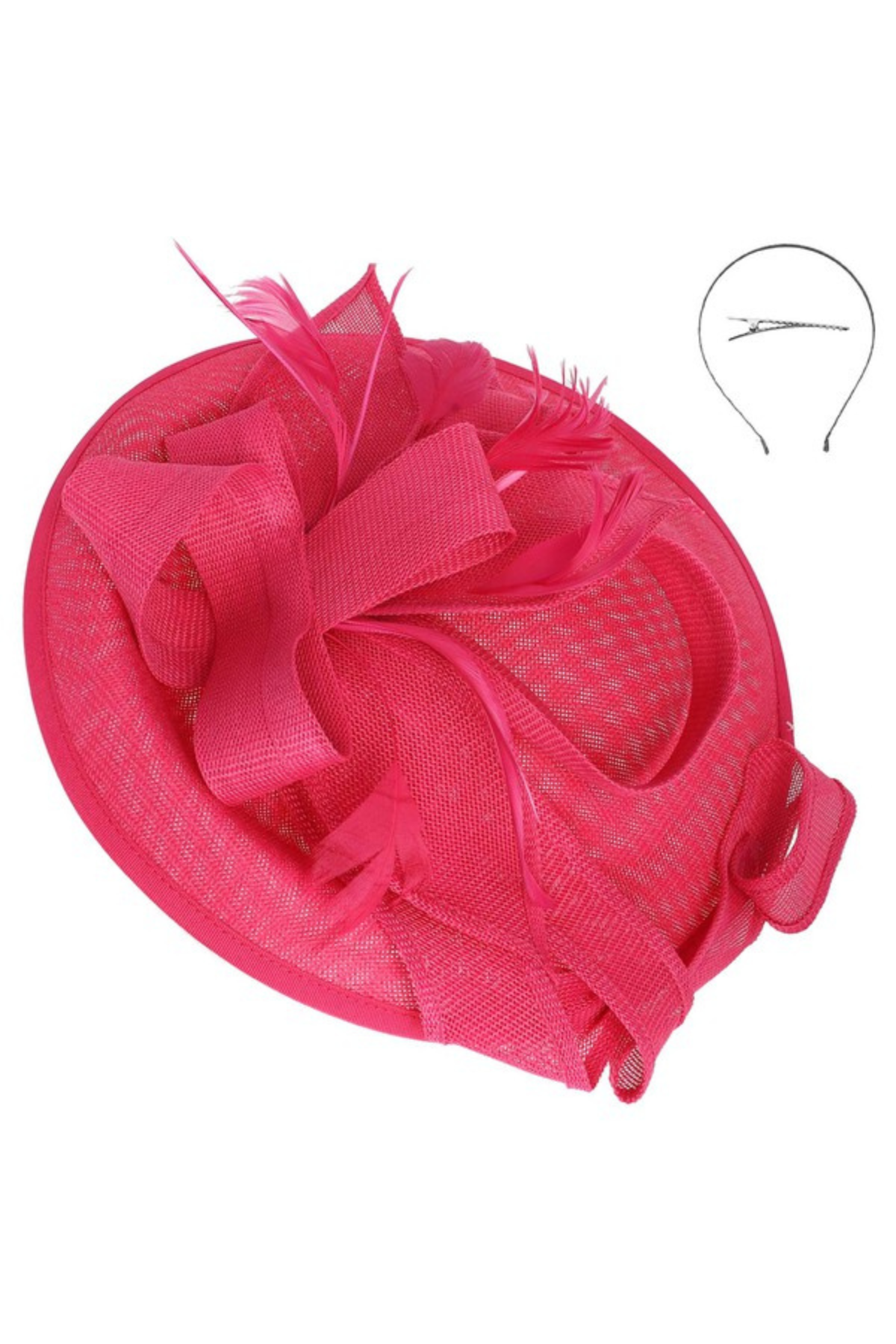 Fuchsia Ribbon Sinamay Fascinator