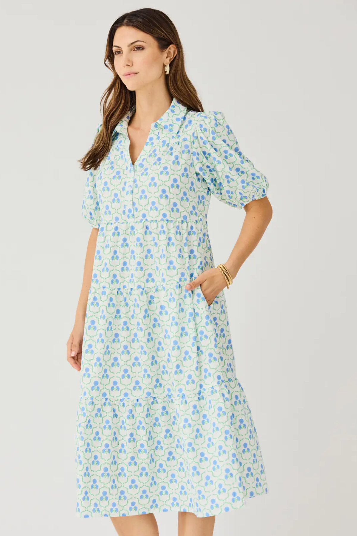 Plus Mary Square Eloise Dress Lattice Blue